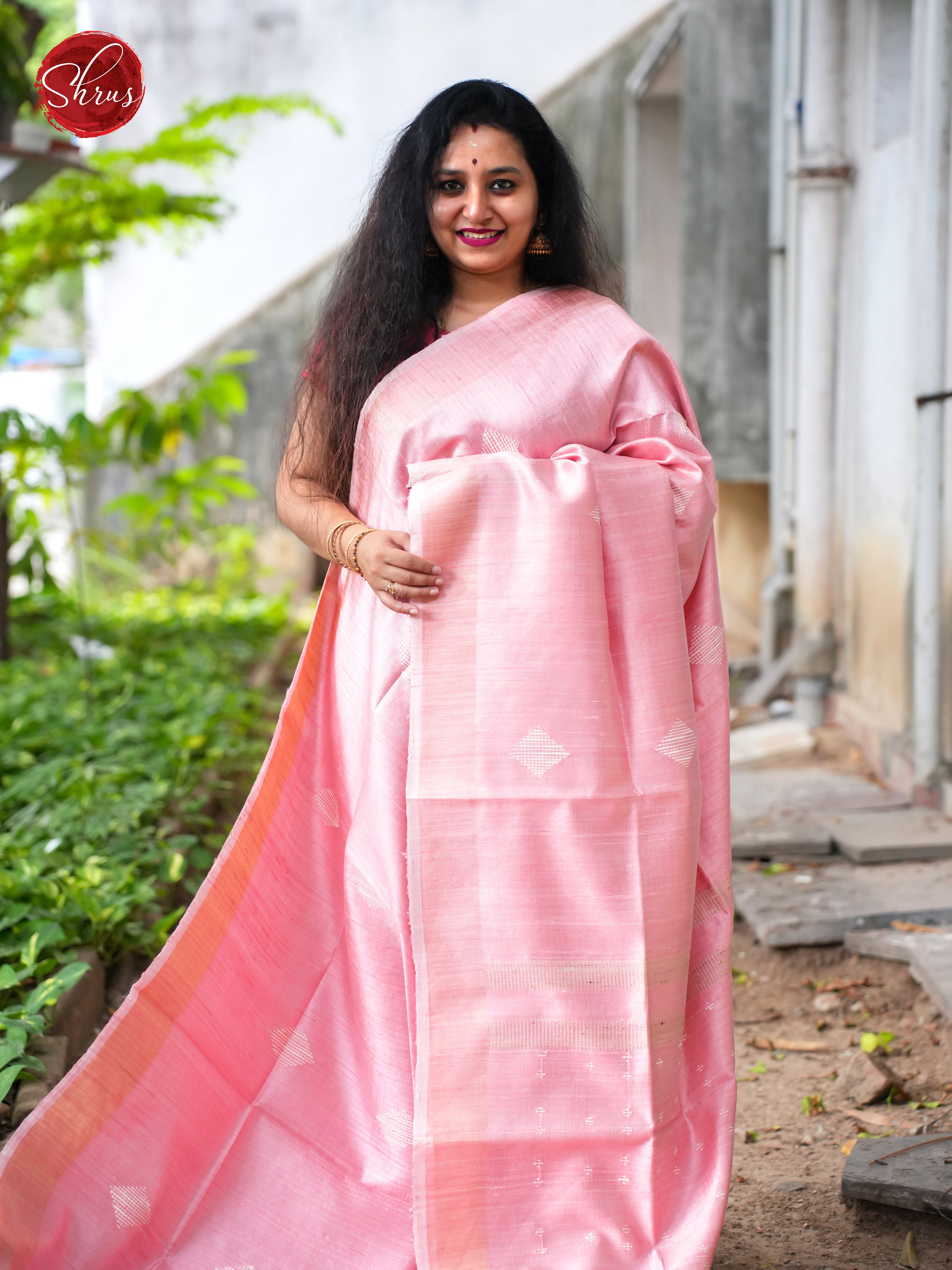 Pink(Single Tone)- Raw Silk Saree - Shop on ShrusEternity.com