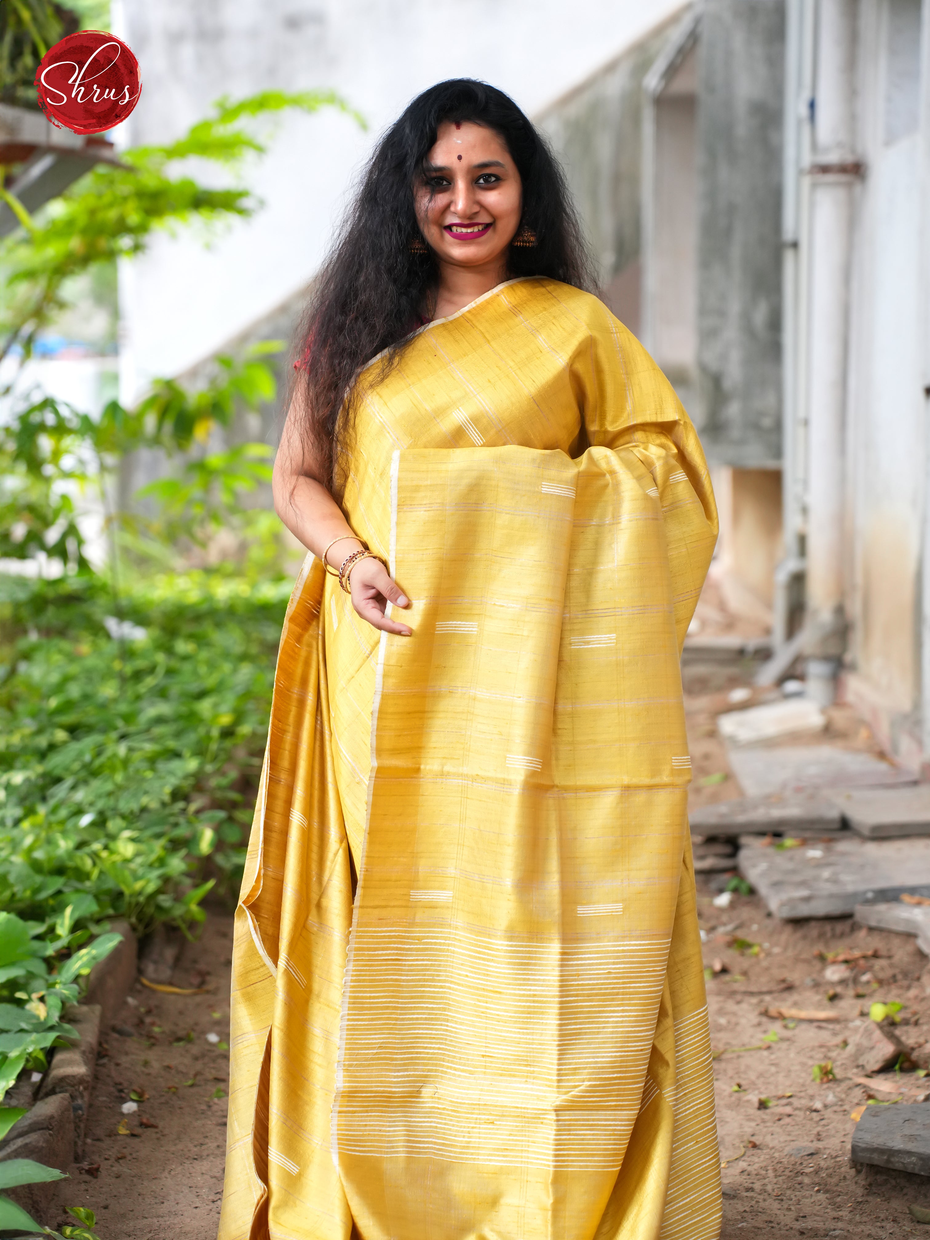 Gold(Single Tone) - Raw Silk Saree - Shop on ShrusEternity.com