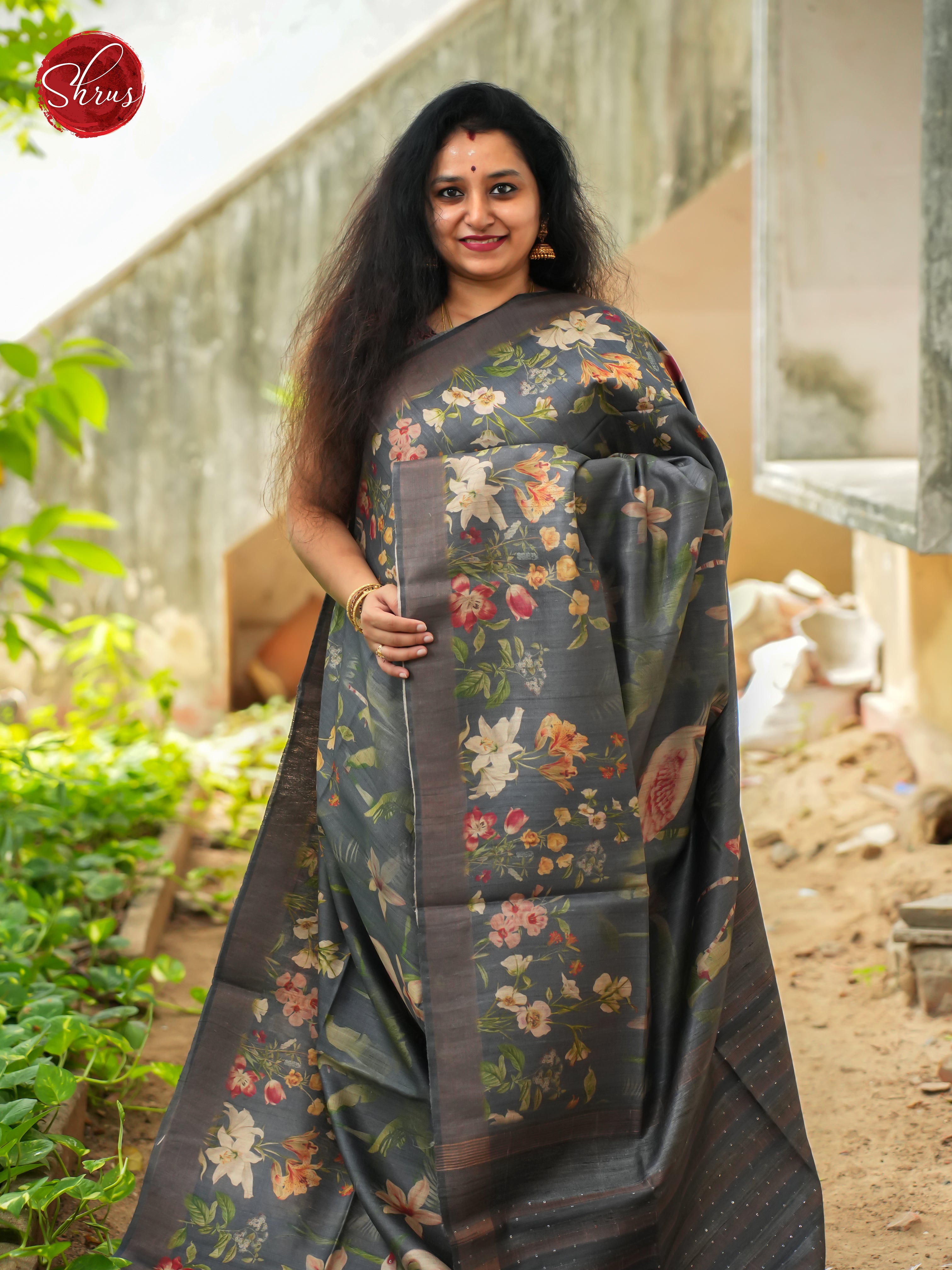 Grey(Single Tone) - Tussar Saree - Shop on ShrusEternity.com