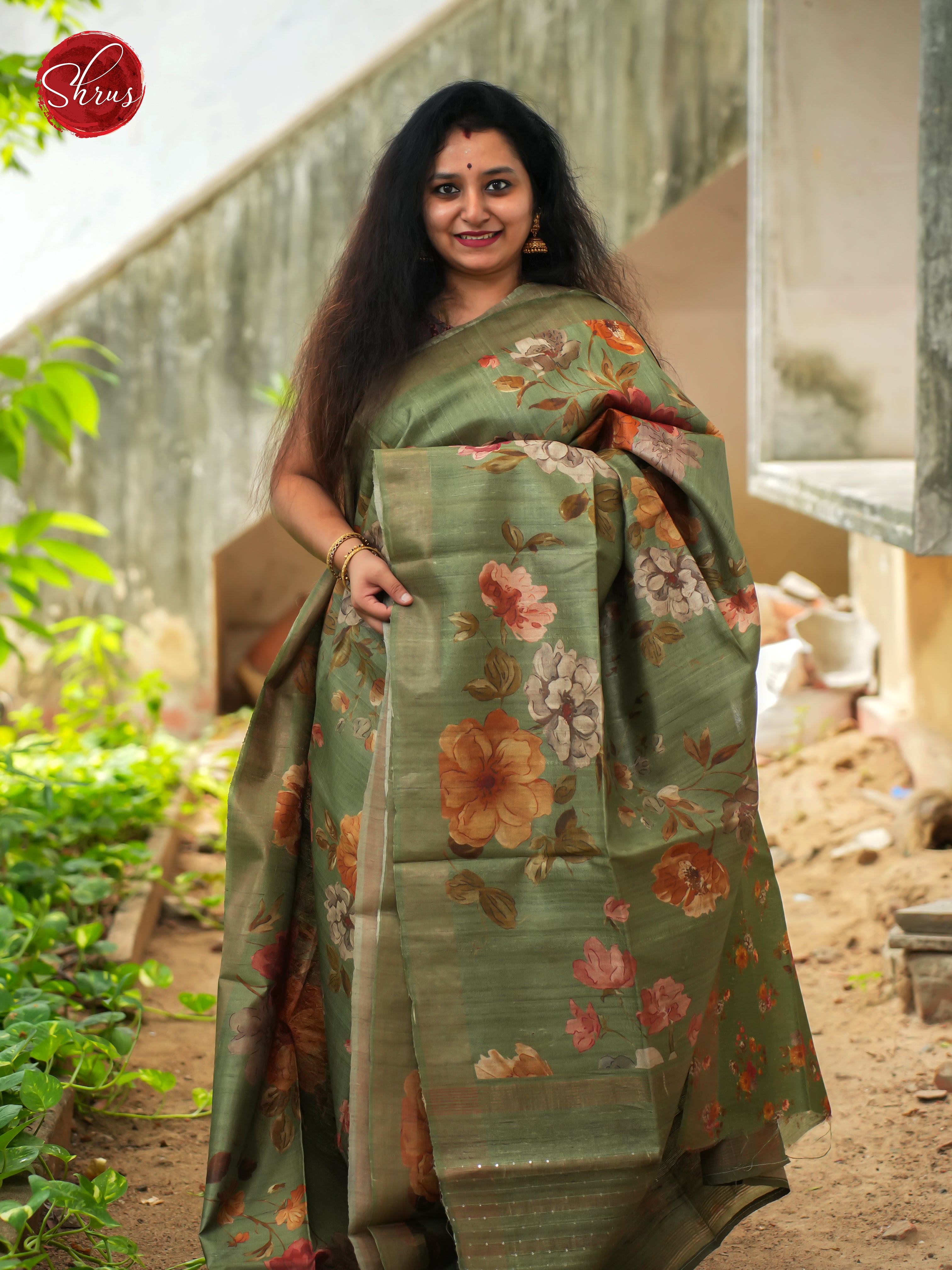 Green(Single Tone) - Tussar Saree - Shop on ShrusEternity.com