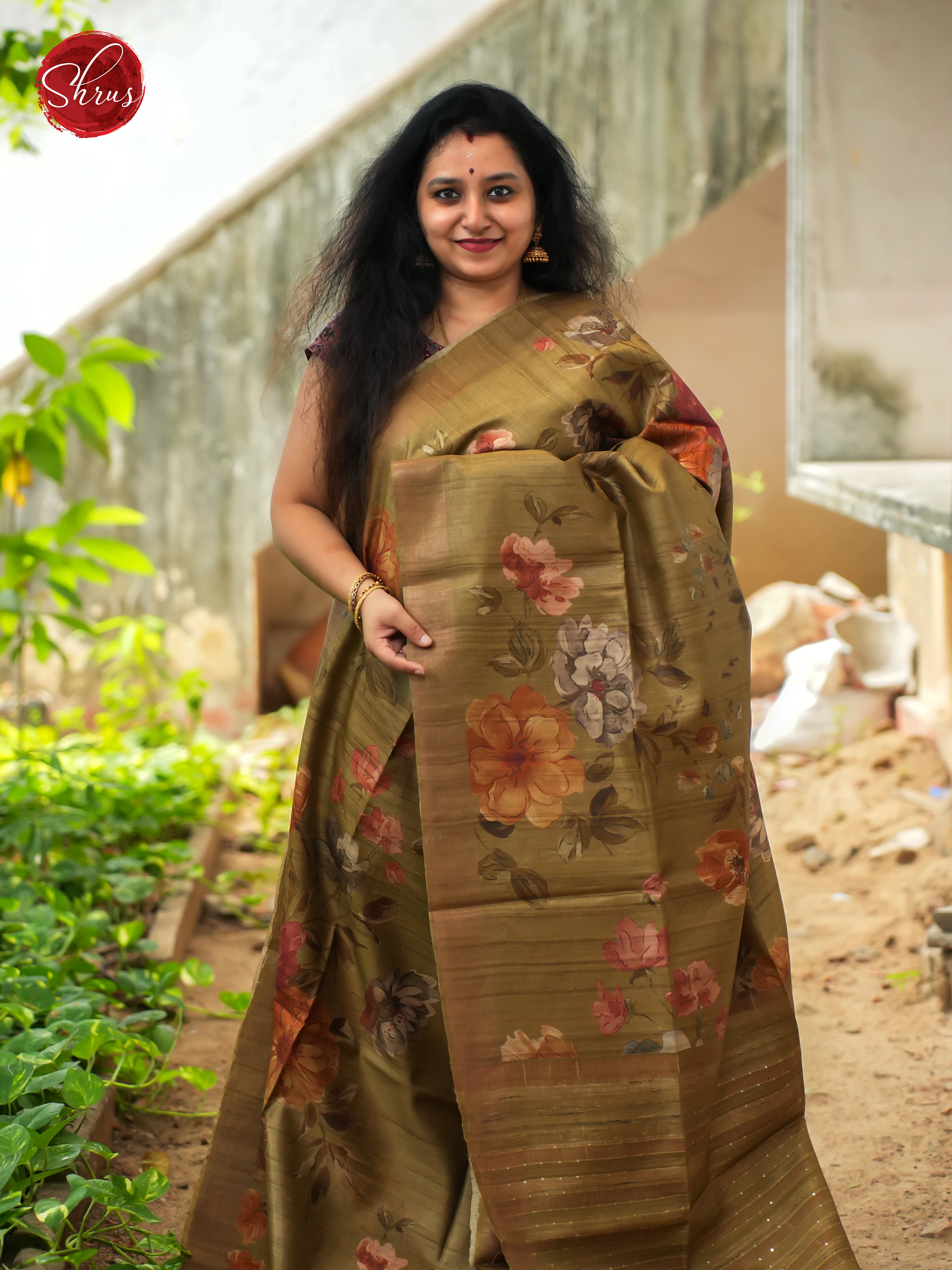 Green - Tussar Saree - Shop on ShrusEternity.com