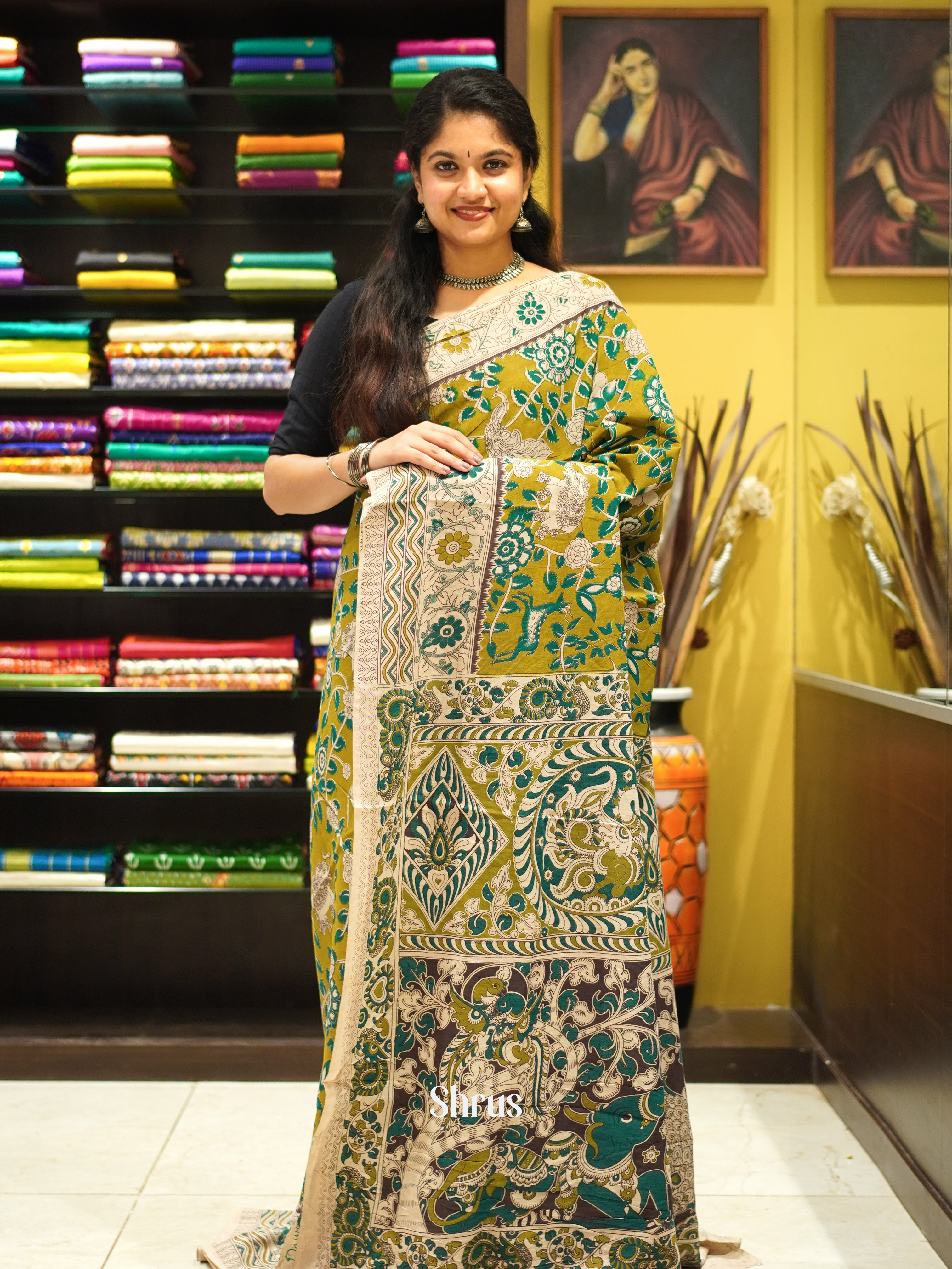 CES04142 - Kalamkari cotton Saree - Shop on ShrusEternity.com
