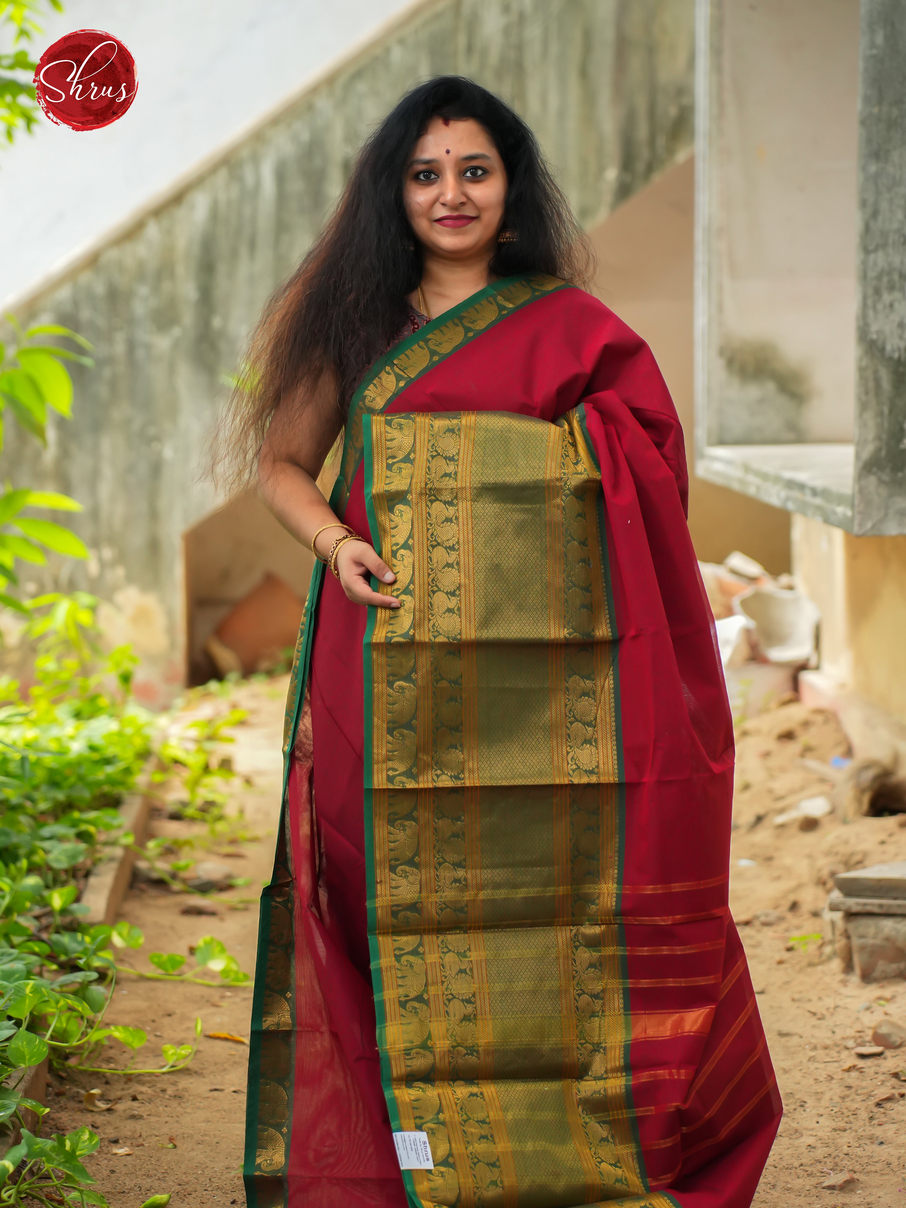 Red & Green - Narayanpet Cotton Saree - Shop on ShrusEternity.com