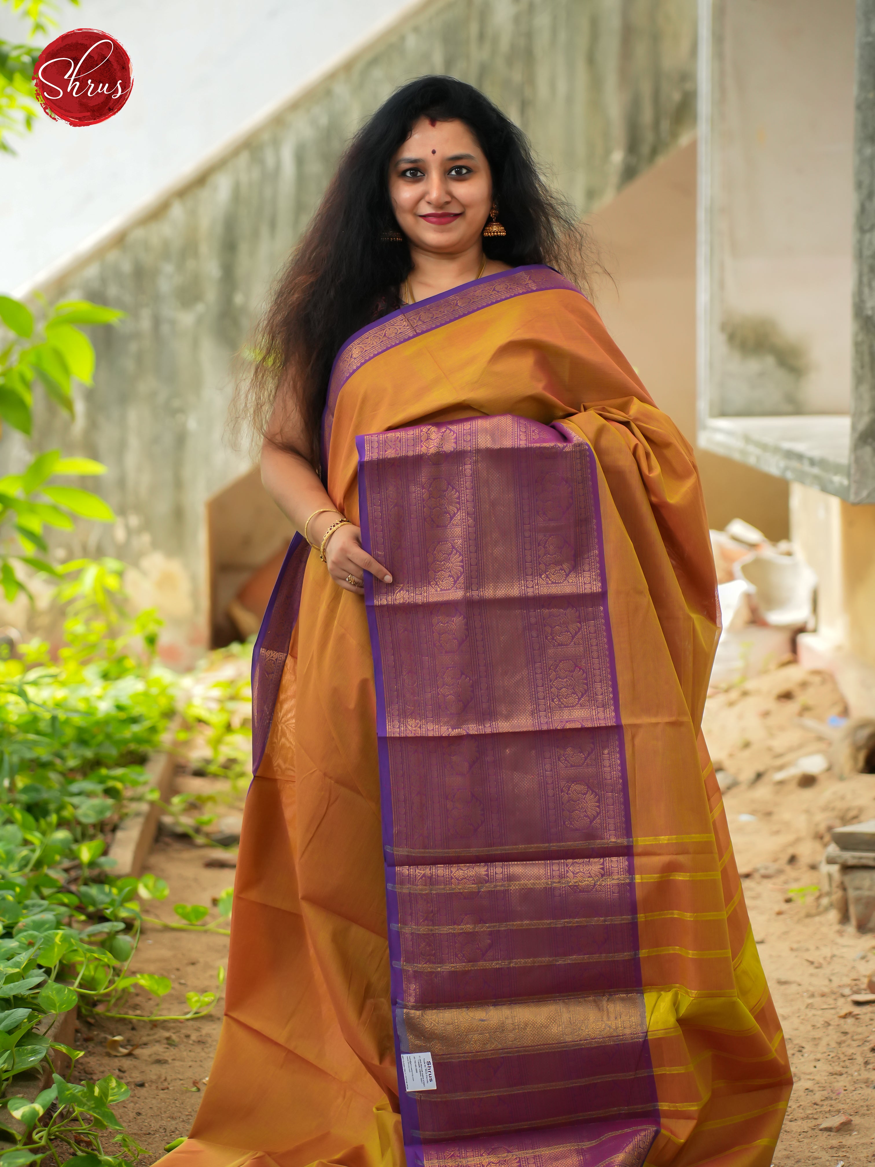Mustard & Purple - Narayanpet Cotton Saree - Shop on ShrusEternity.com