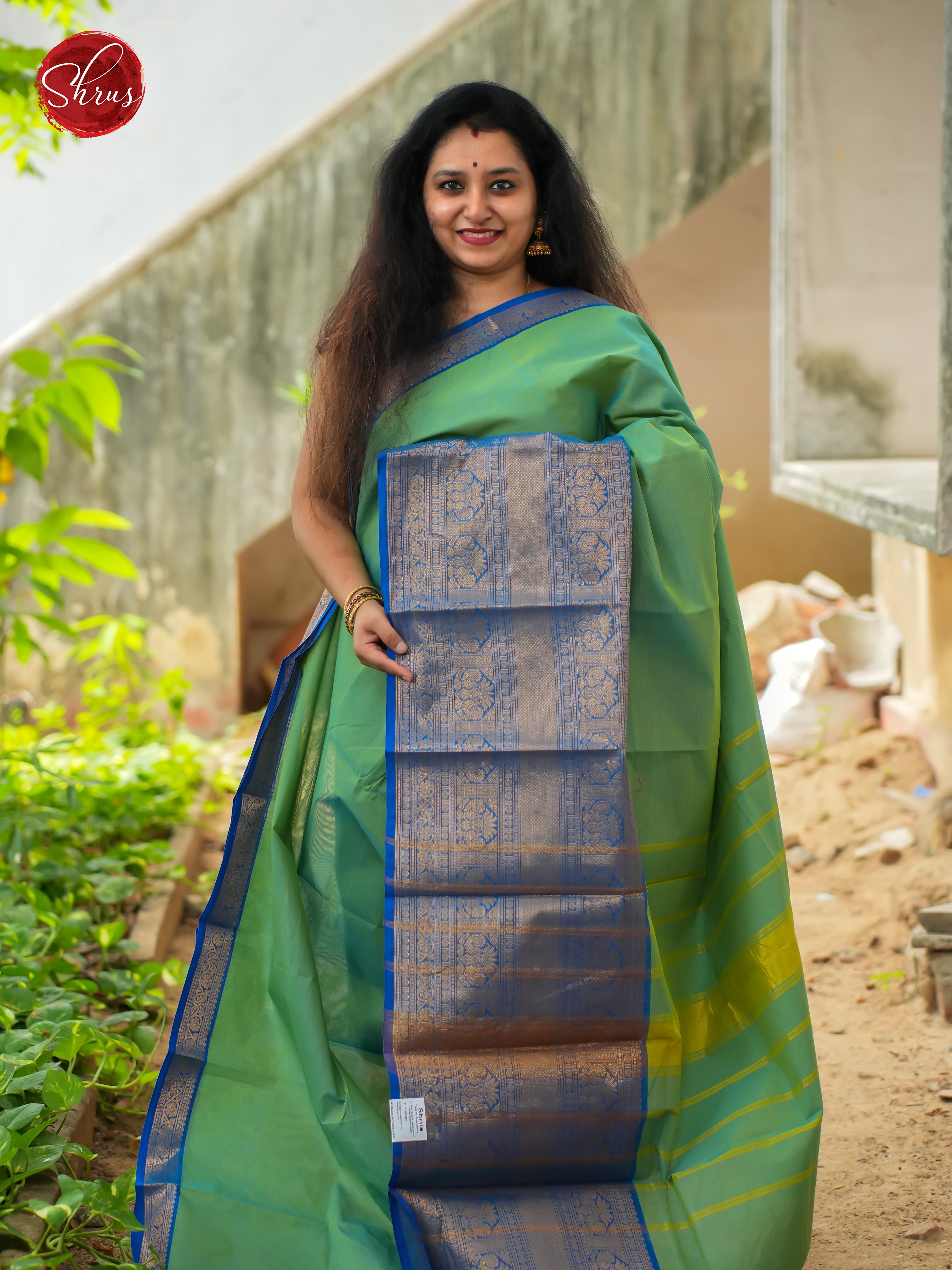Green & Blue - Narayanpet Cotton Saree - Shop on ShrusEternity.com