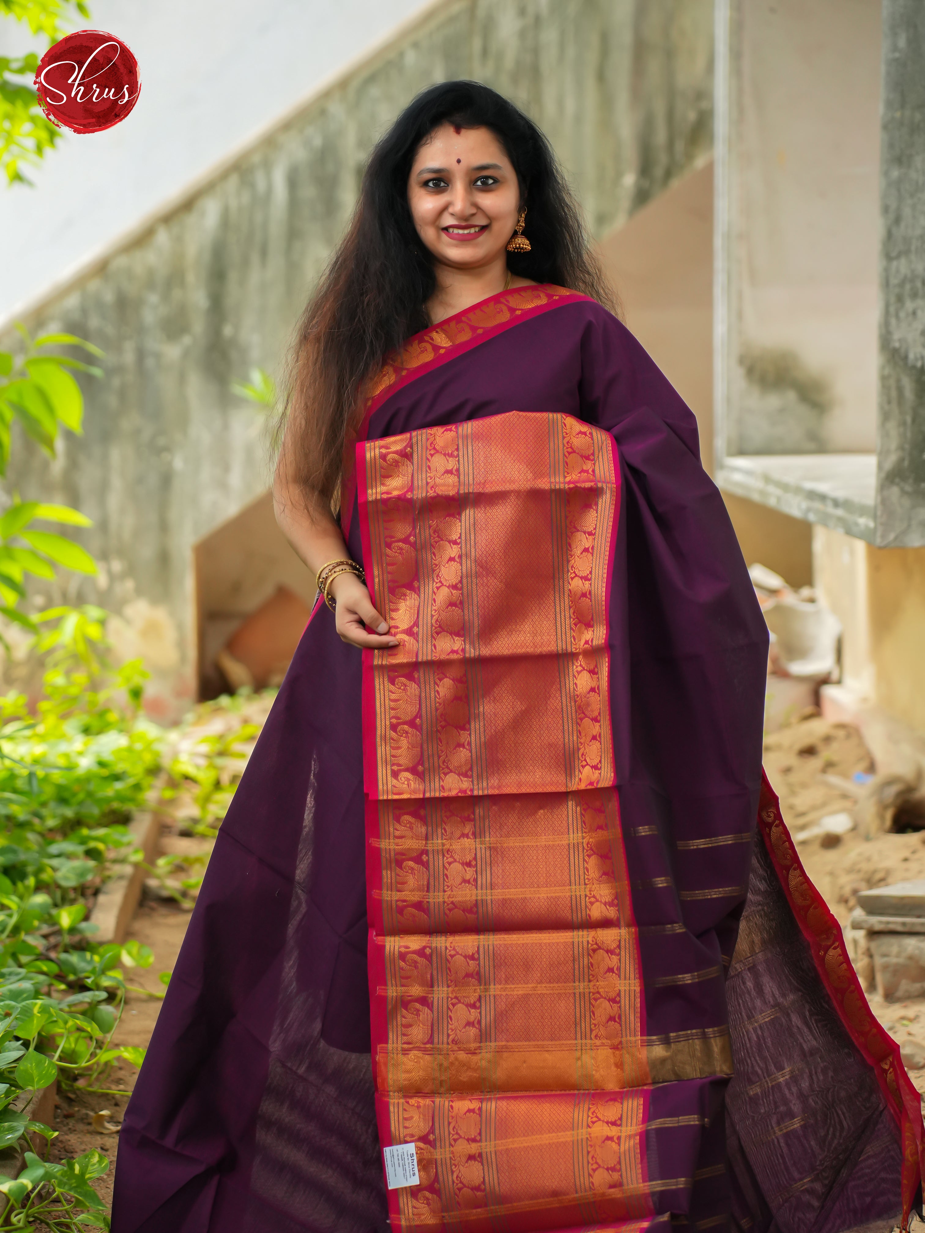 Violet & Pink - Narayanpet Cotton Saree - Shop on ShrusEternity.com