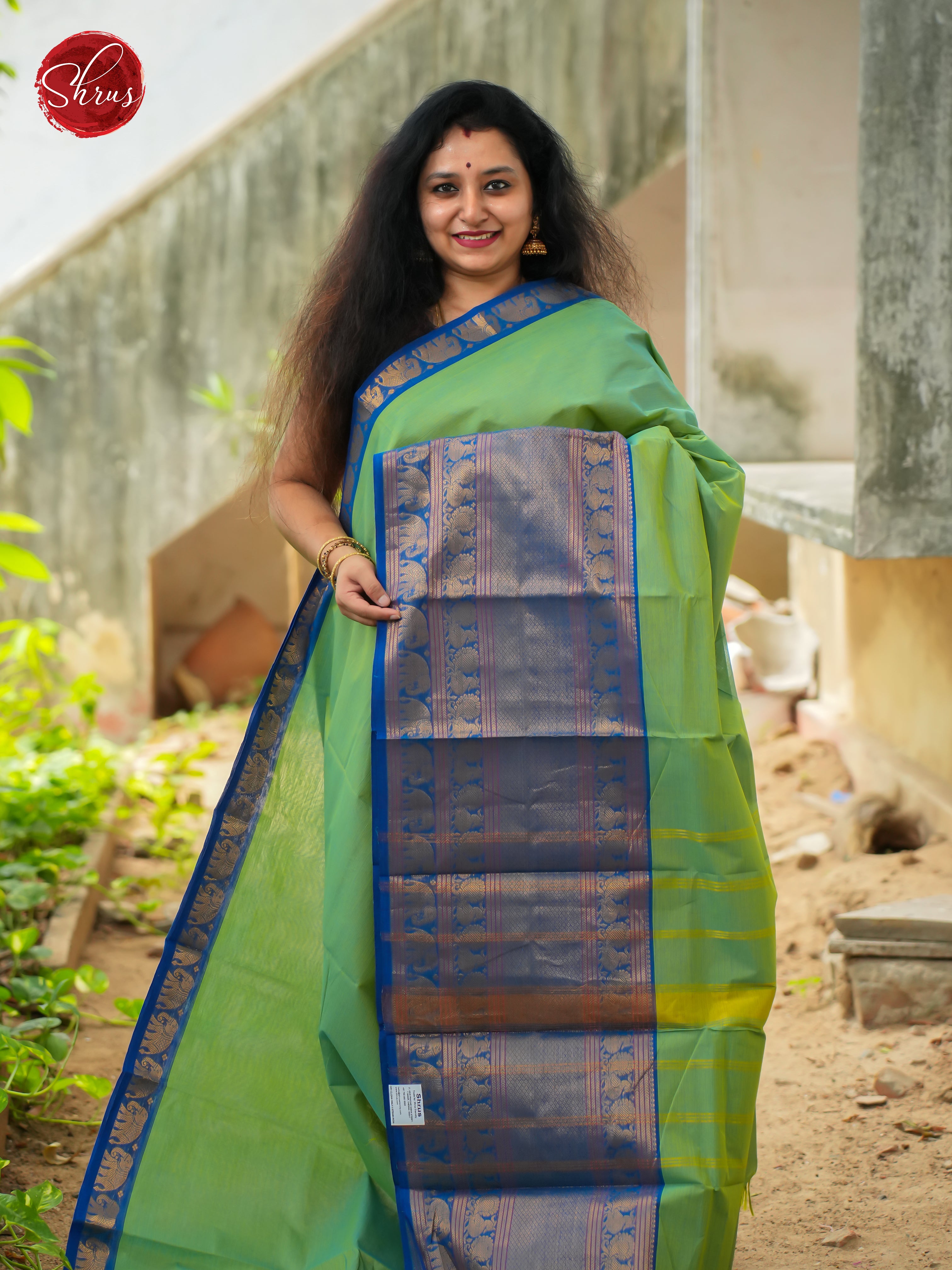 Green & Blue - Narayanpet Cotton Saree - Shop on ShrusEternity.com