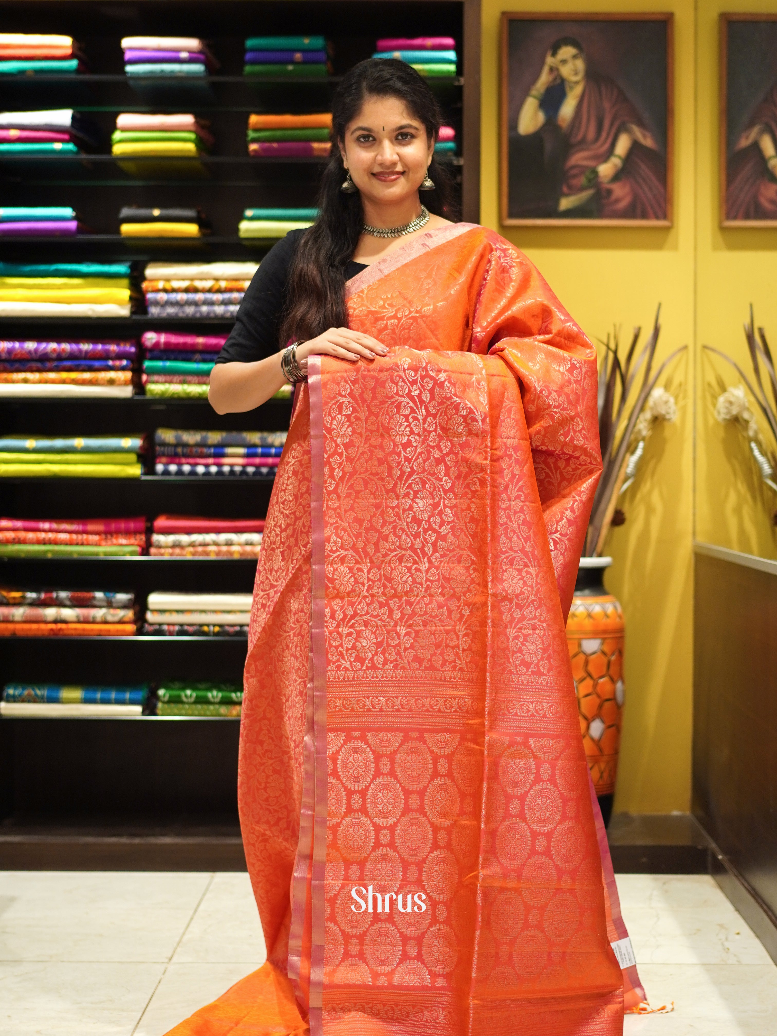 Red(Single tone) - Soft Silk Saree - Shop on ShrusEternity.com