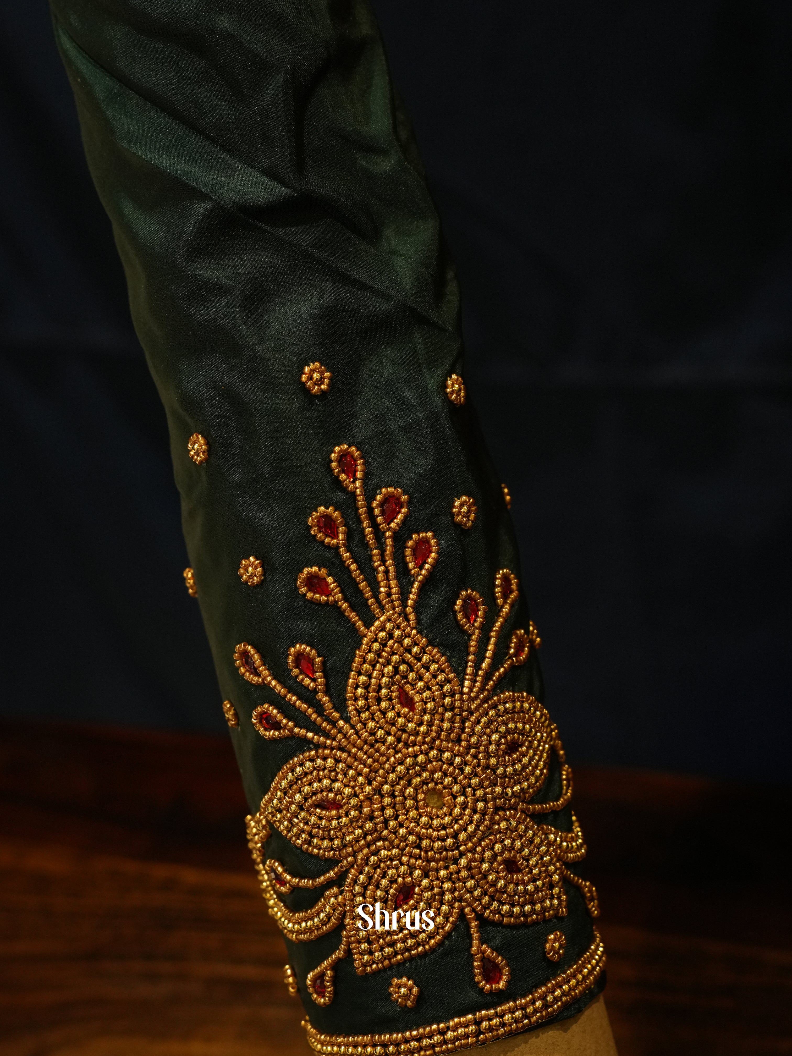 Dark Green - Aari Blouse - Shop on ShrusEternity.com