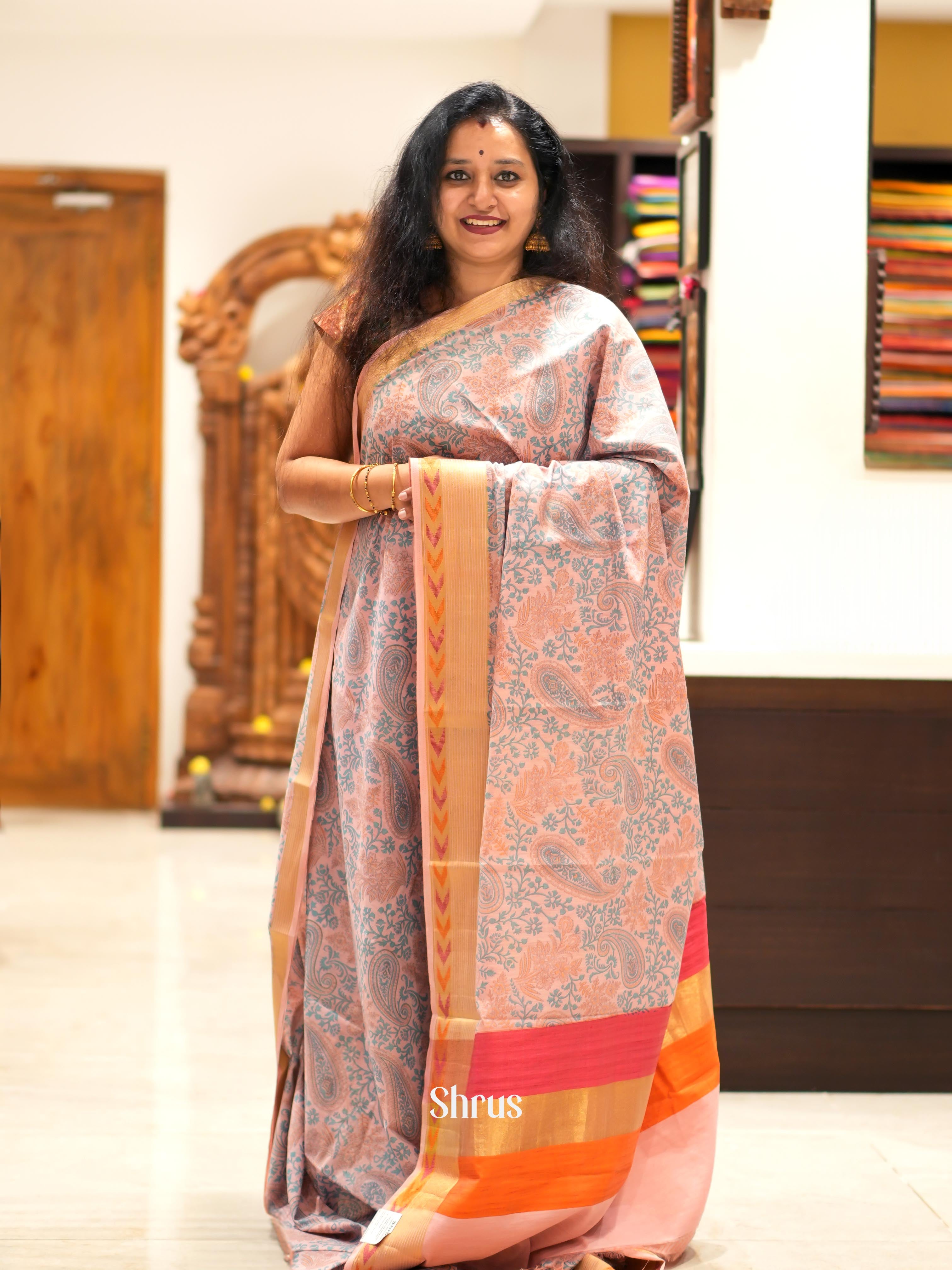 Pink & Peach- Art Modal Saree - Shop on ShrusEternity.com
