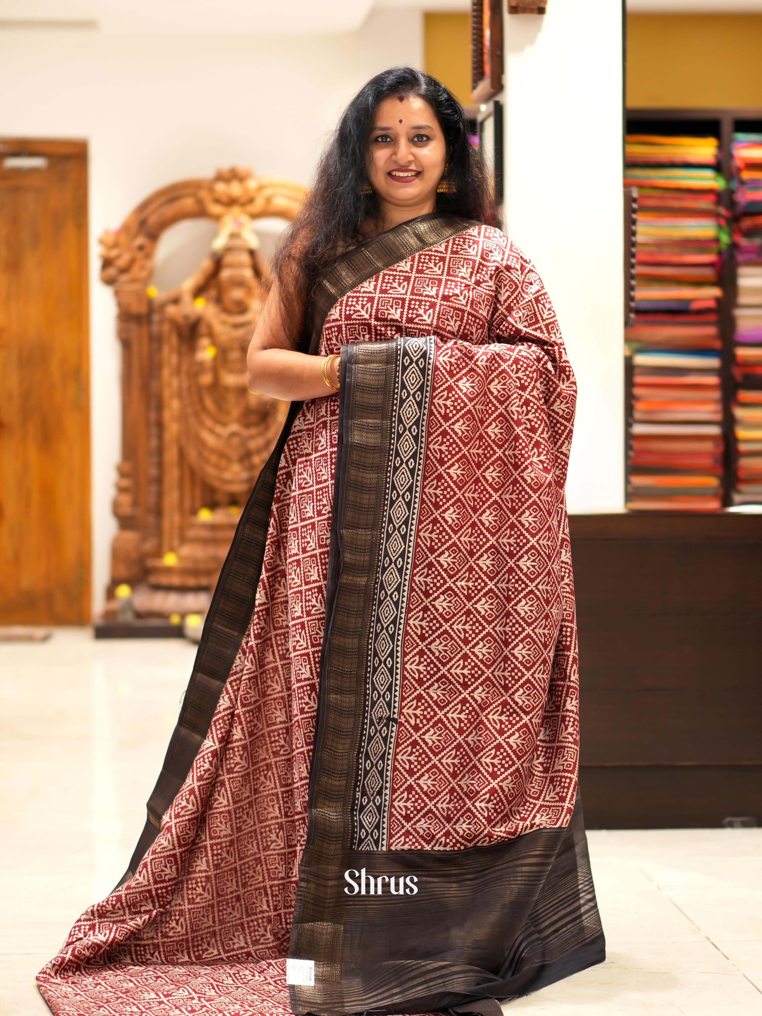 Red & Black - Art Modal Saree - Shop on ShrusEternity.com