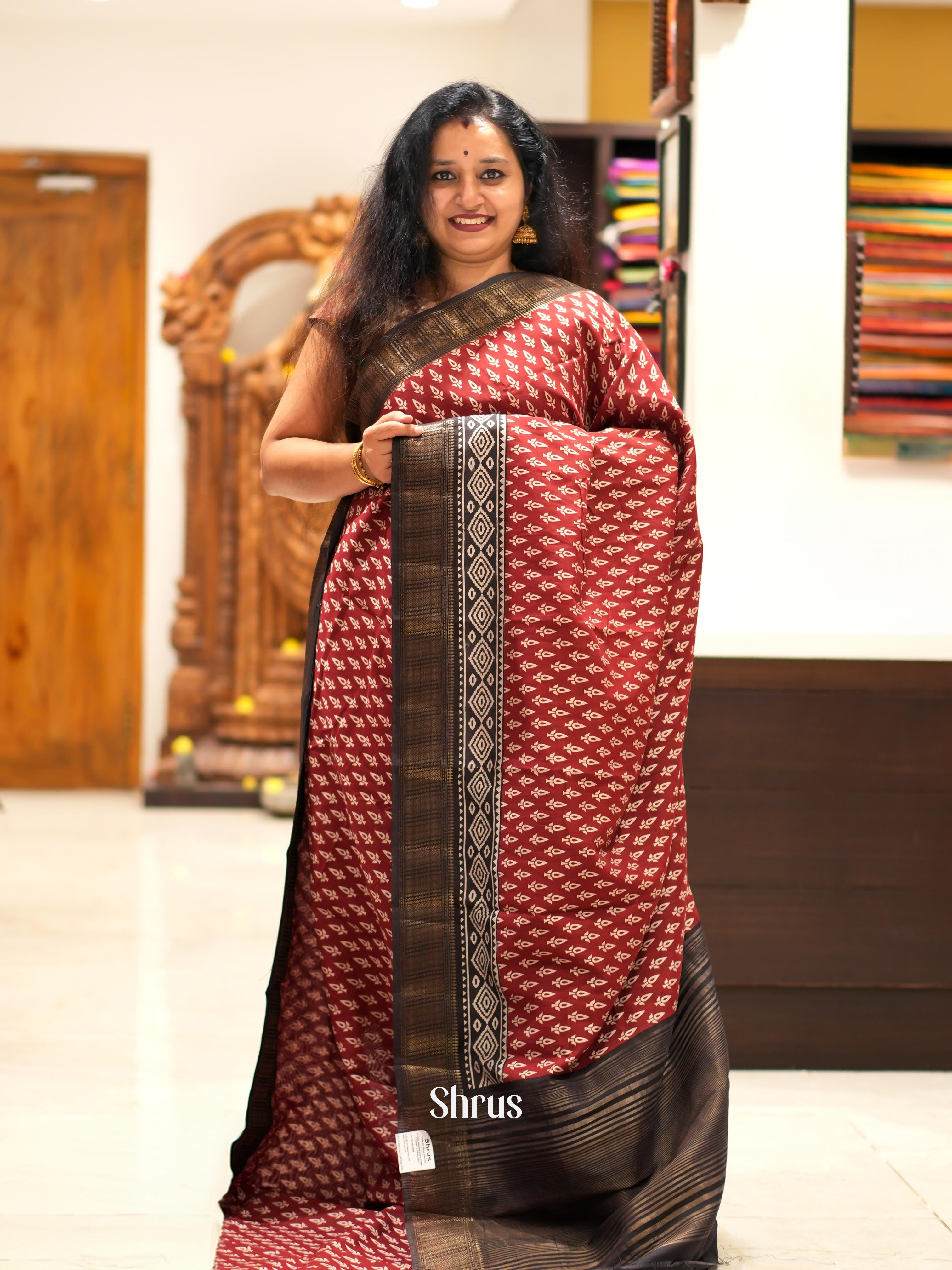 Red & Black - Art Modal Saree - Shop on ShrusEternity.com