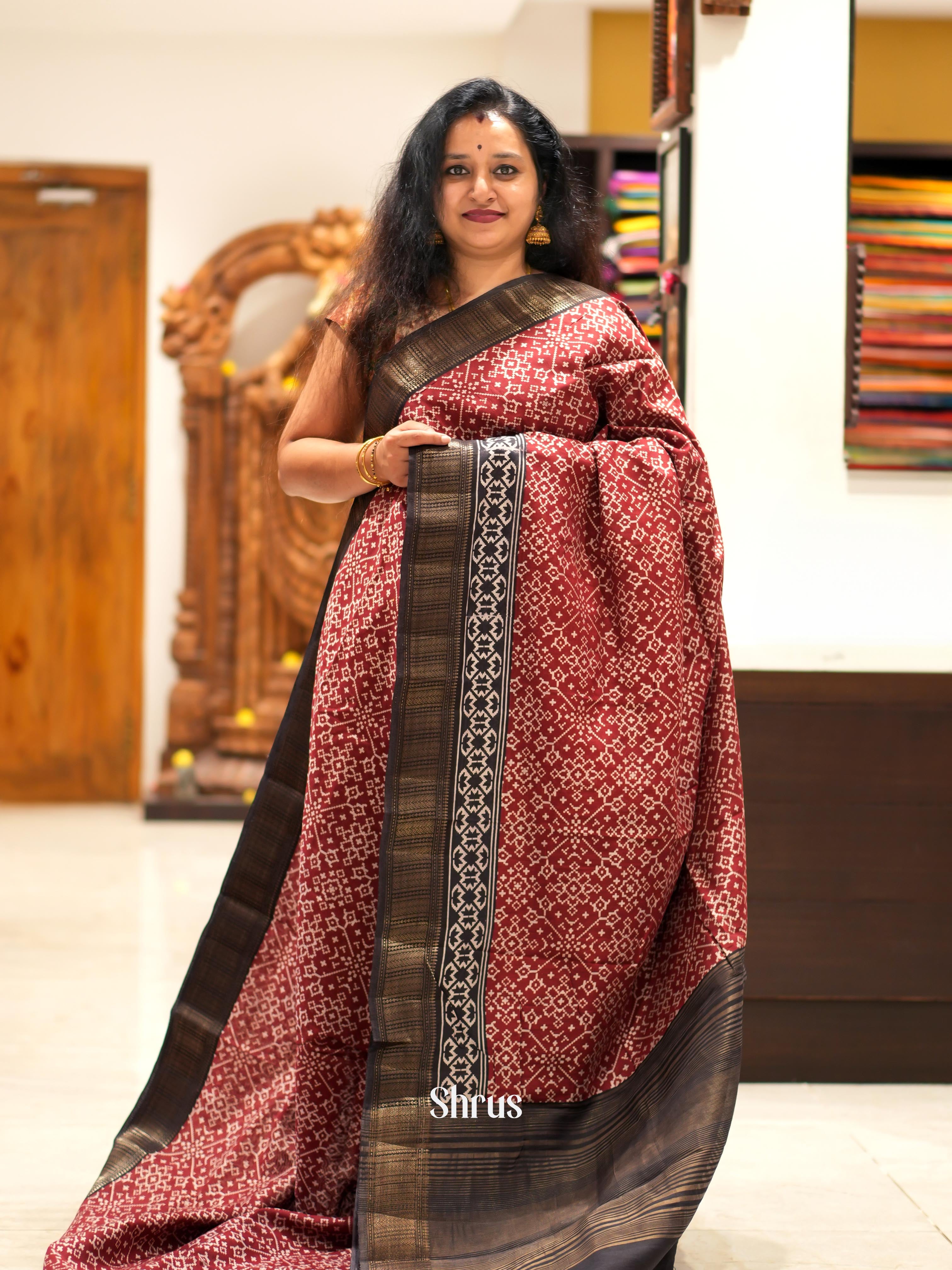Red & Black - Art Modal Saree - Shop on ShrusEternity.com