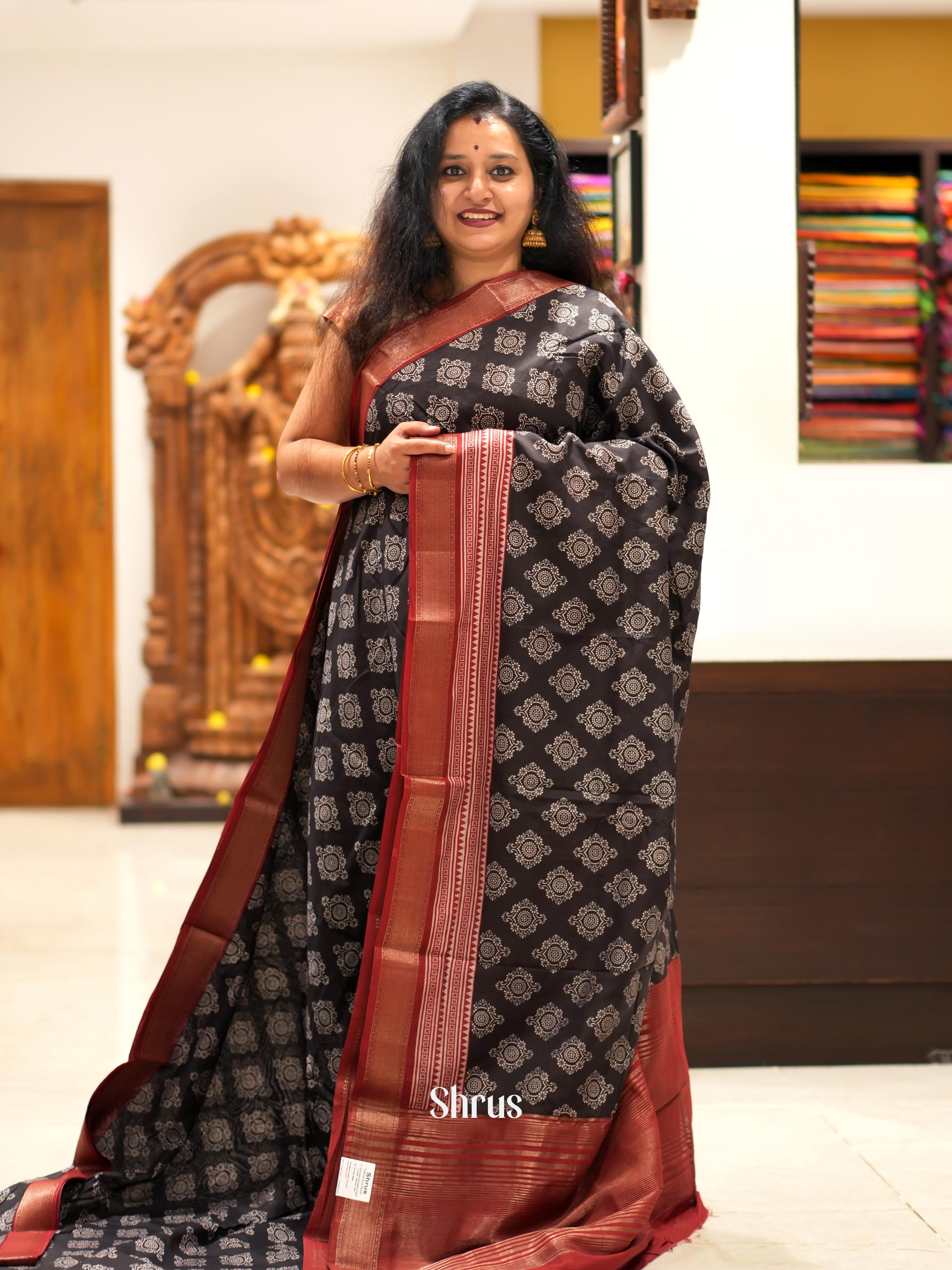 Black & Red - Art Modal Saree - Shop on ShrusEternity.com