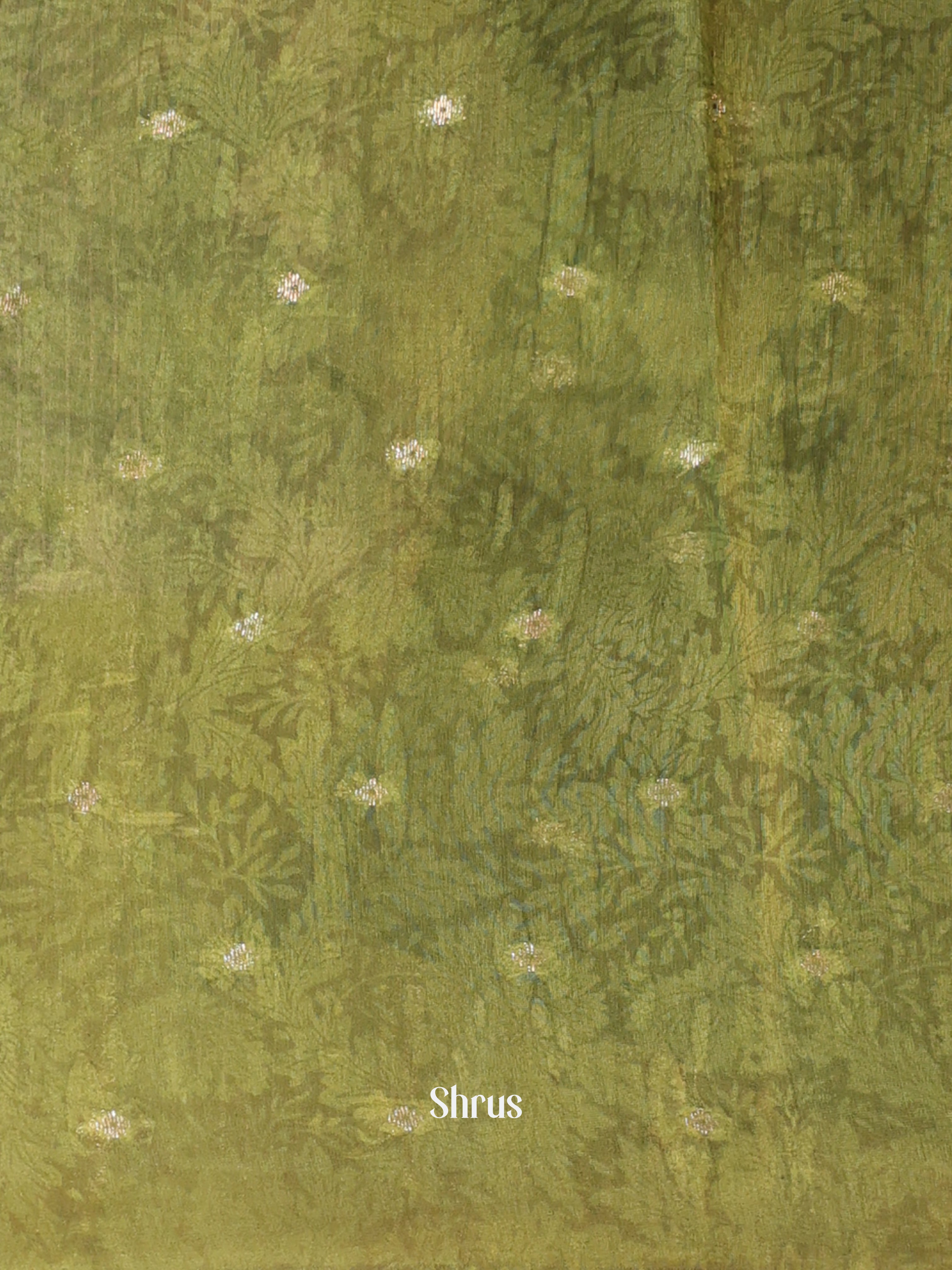 Green - Semi Chanderi Saree - Shop on Shrus.com