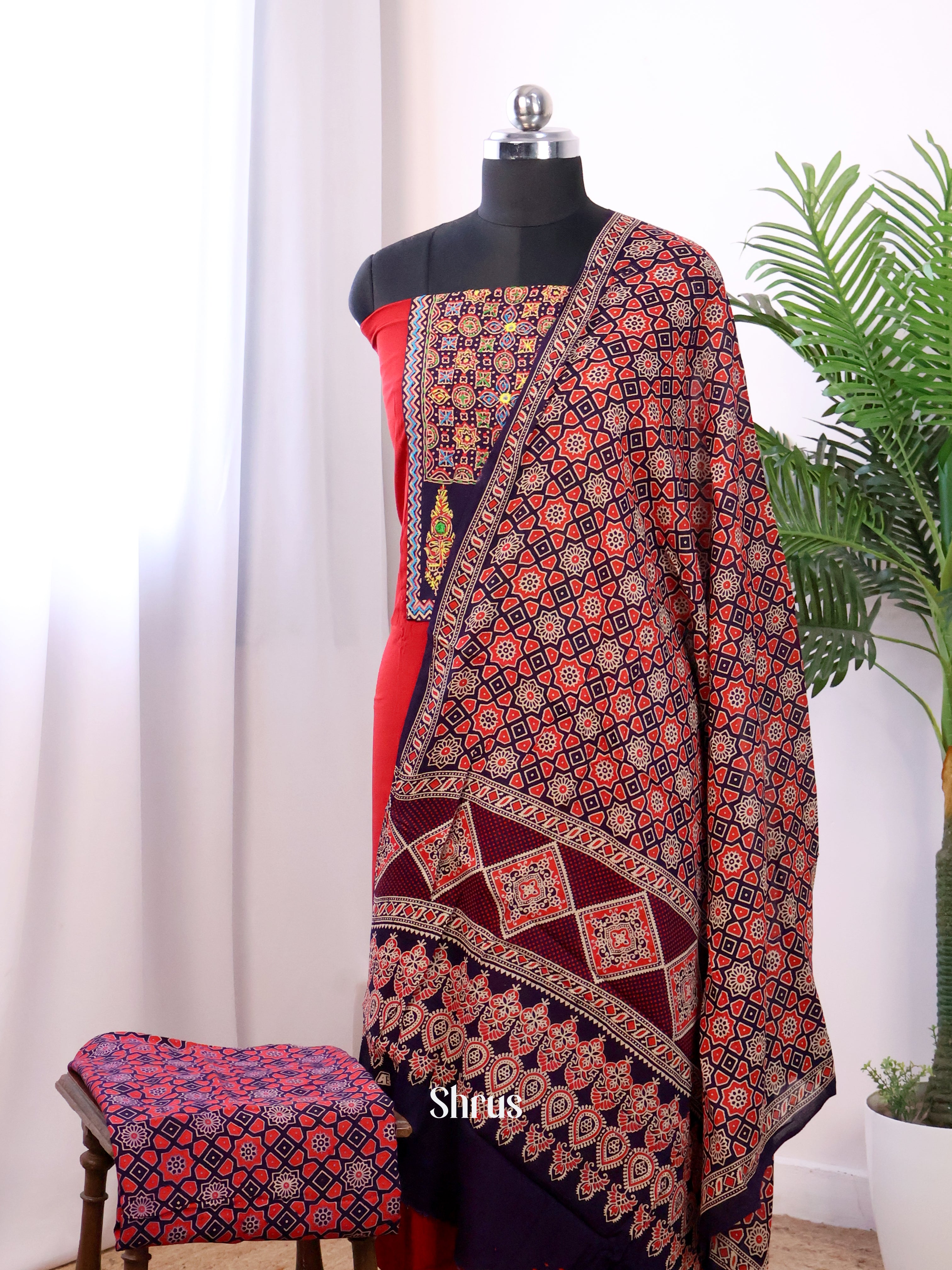 Red & Black - Ajrakh Salwar - Shop on Shrus.com
