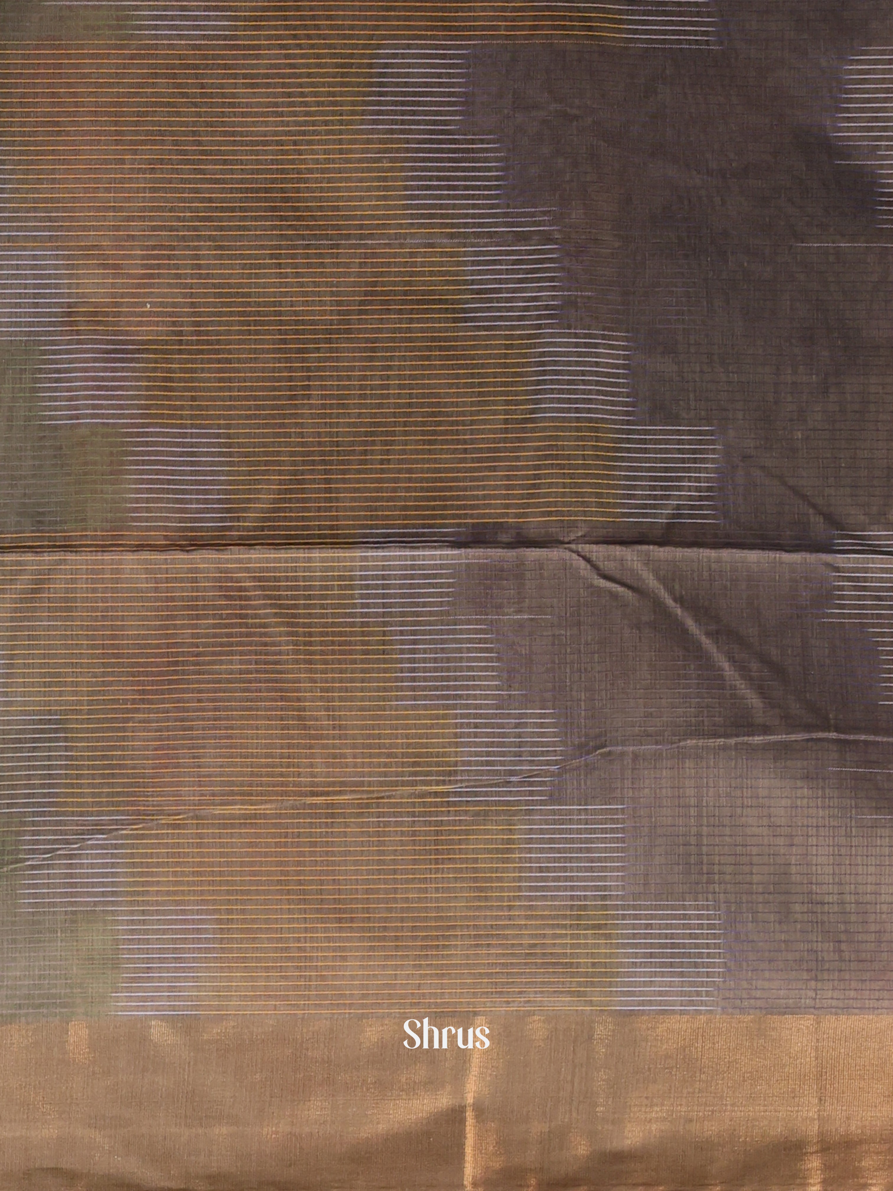Green & Brown - Ikkat Kora Saree - Shop on Shrus.com