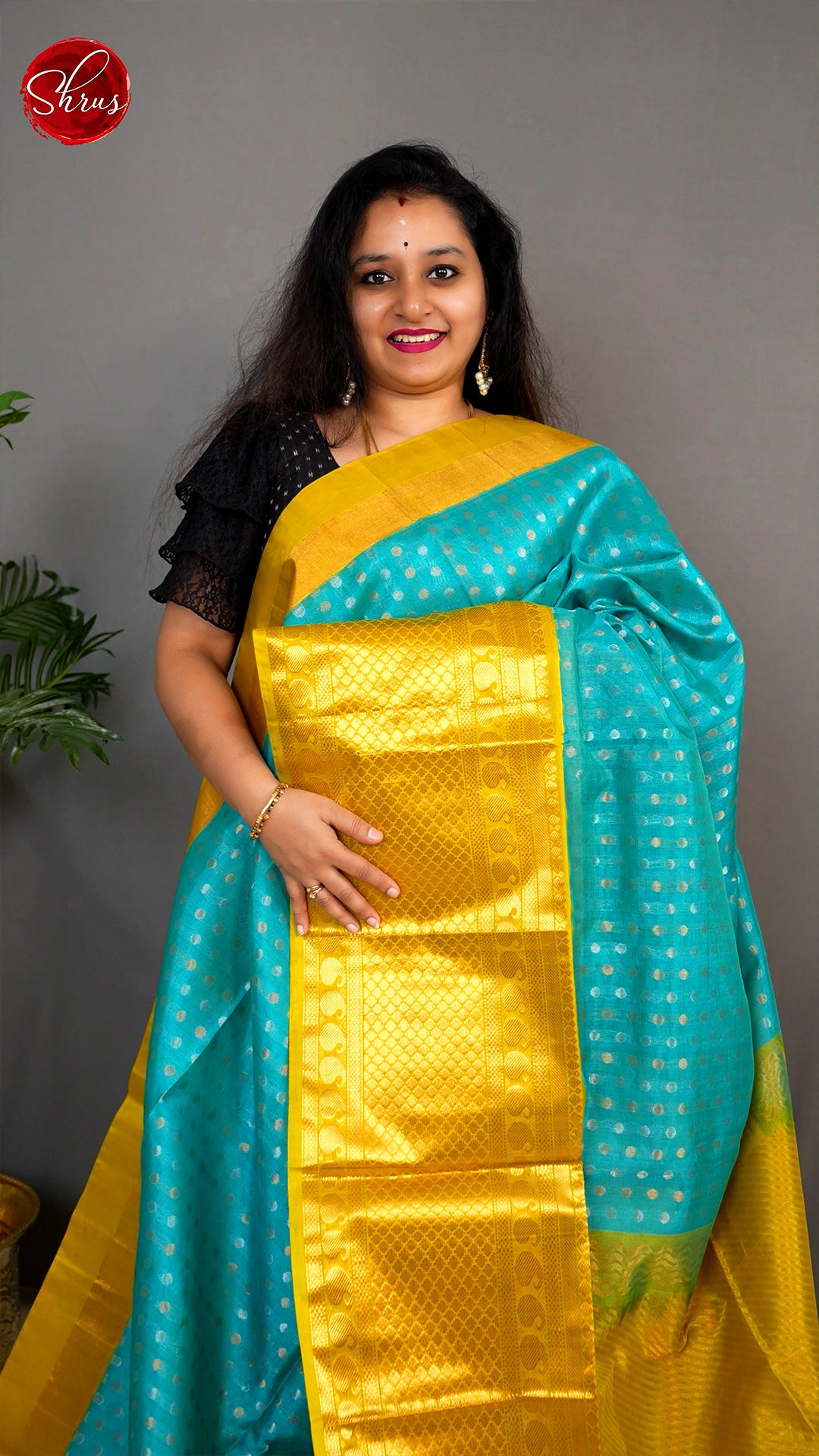Blue & Green - Silk Cotton Saree - Shop on ShrusEternity.com