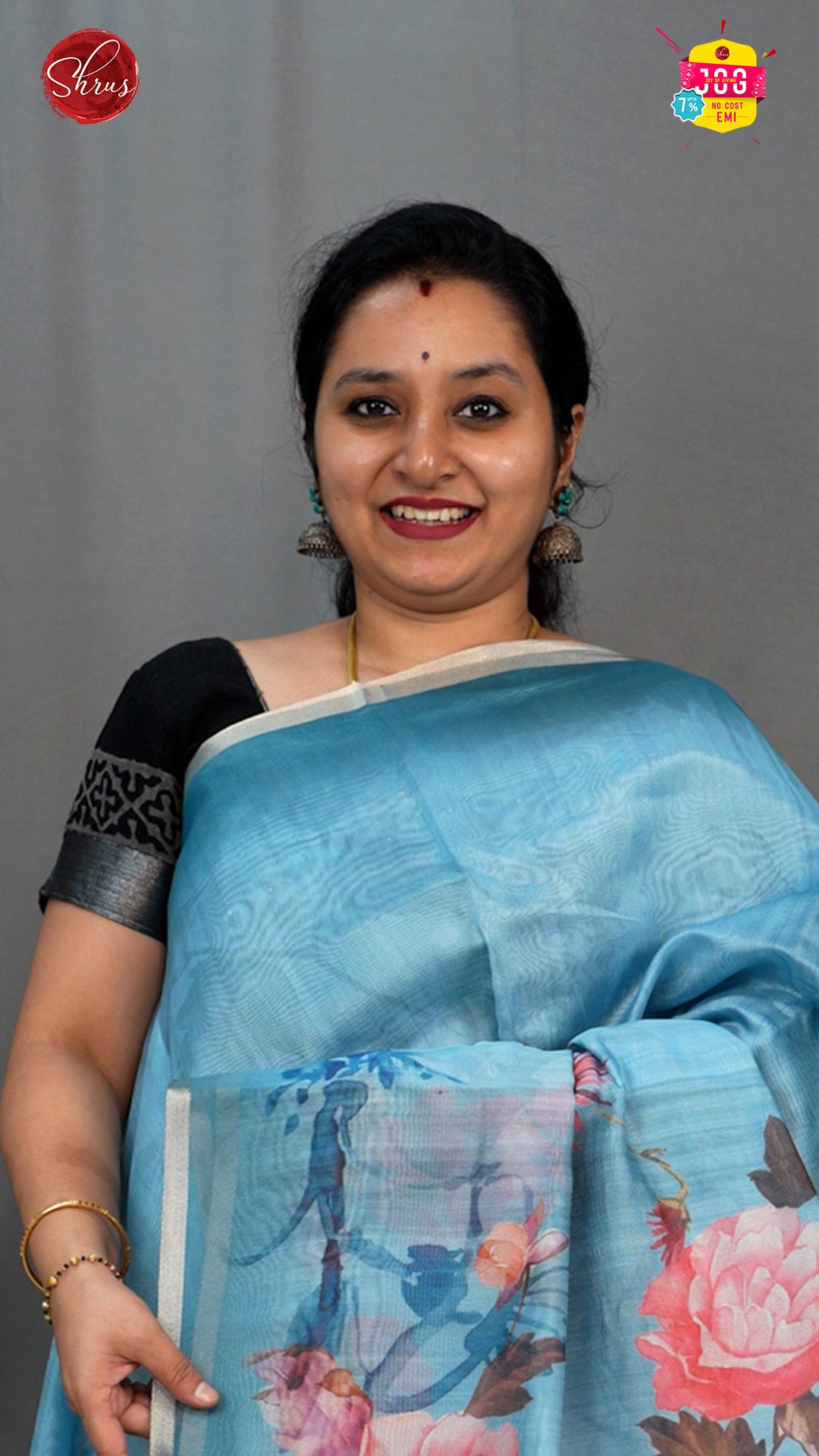 Blue(Single Tone)- Semi Organza Saree - Shop on ShrusEternity.com