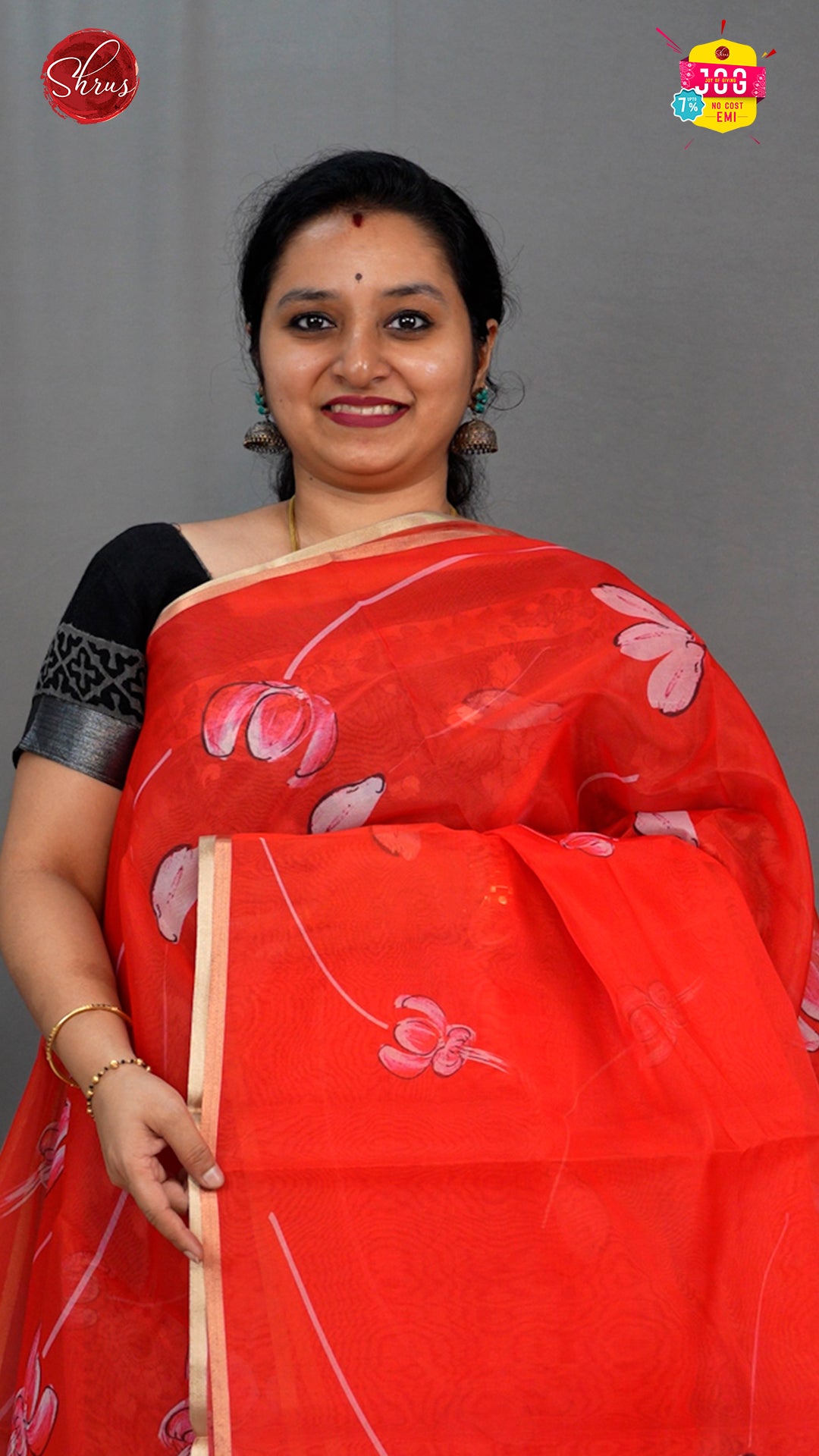 Red(Single Tone)- Semi Organza Saree - Shop on ShrusEternity.com