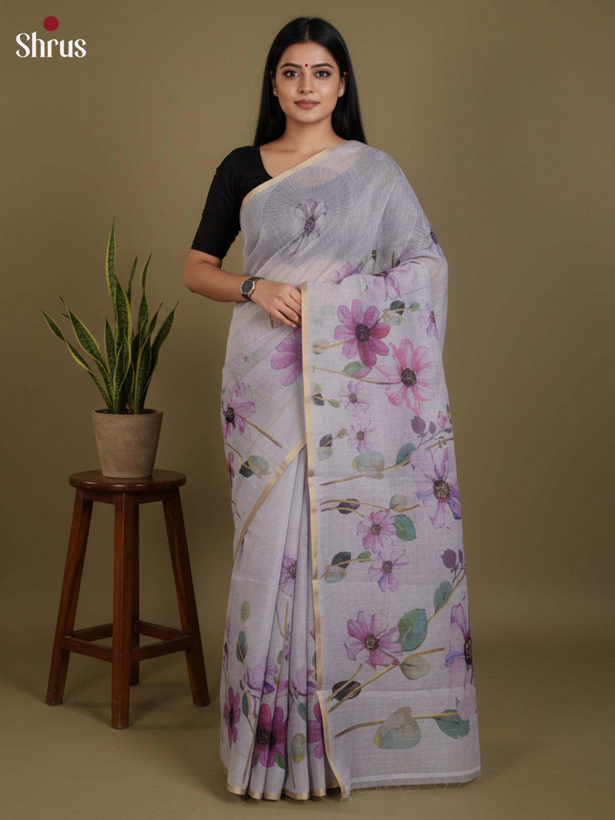 DJS27142 - Linen Cotton Saree