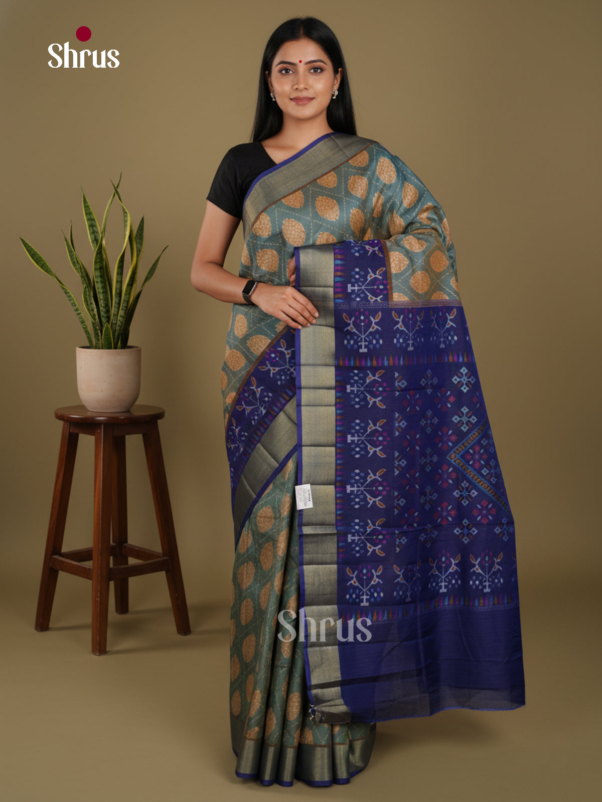Teal & Blue- Semi Patola Saree
