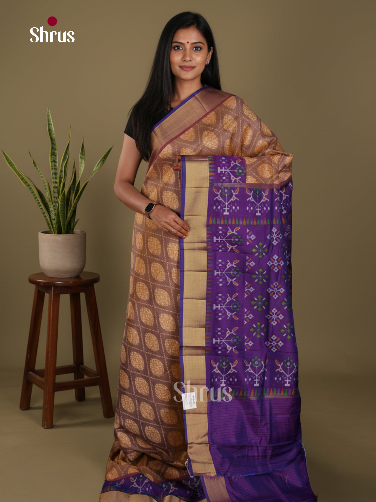 Mauve & Violet - Semi Patola Saree