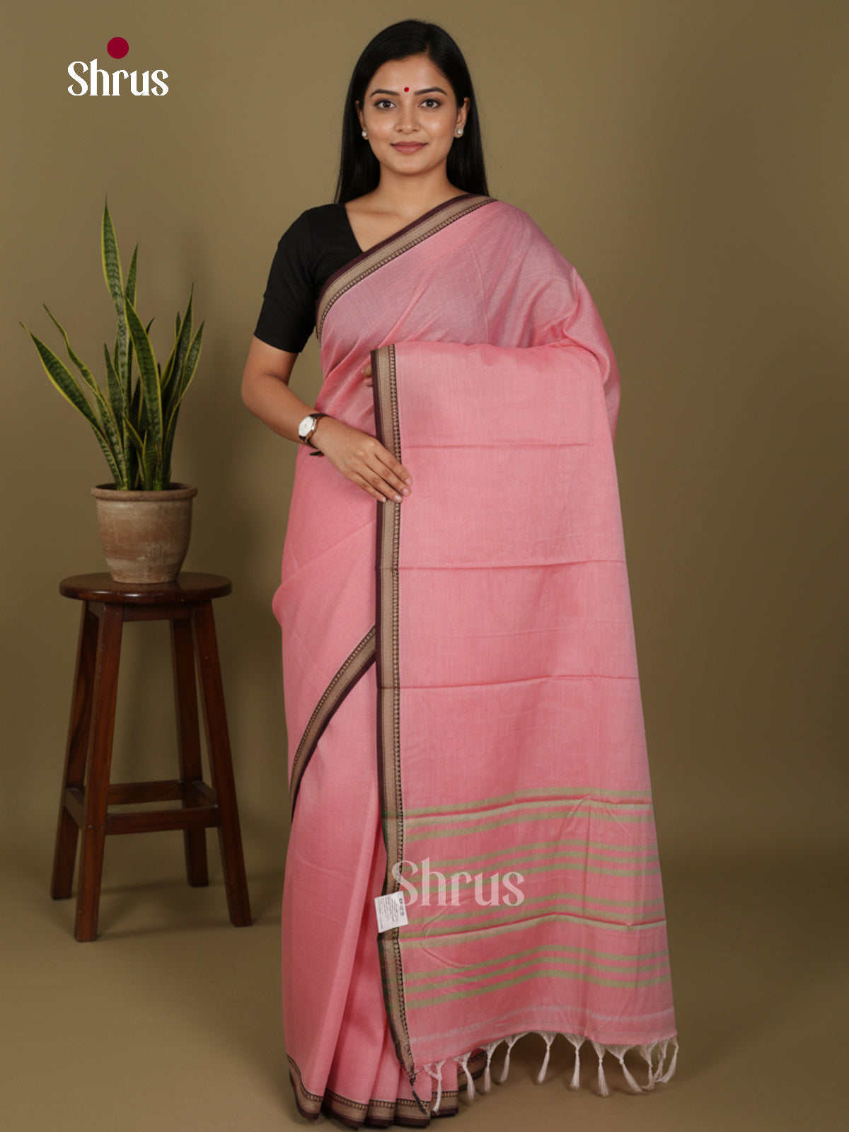 Pink - Narayanpet Cotton Saree - Shop on Shrus.com
