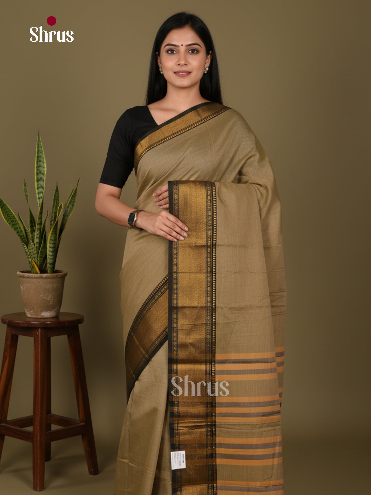 Grey & Black - Narayanpet Cotton Saree - Shop on Shrus.com