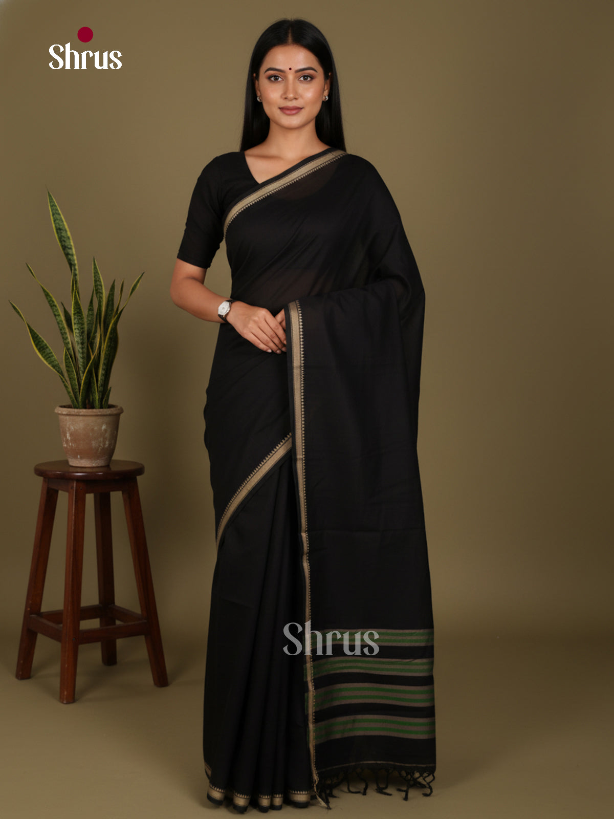 Black - Narayanpet Cotton Saree - Shop on Shrus.com