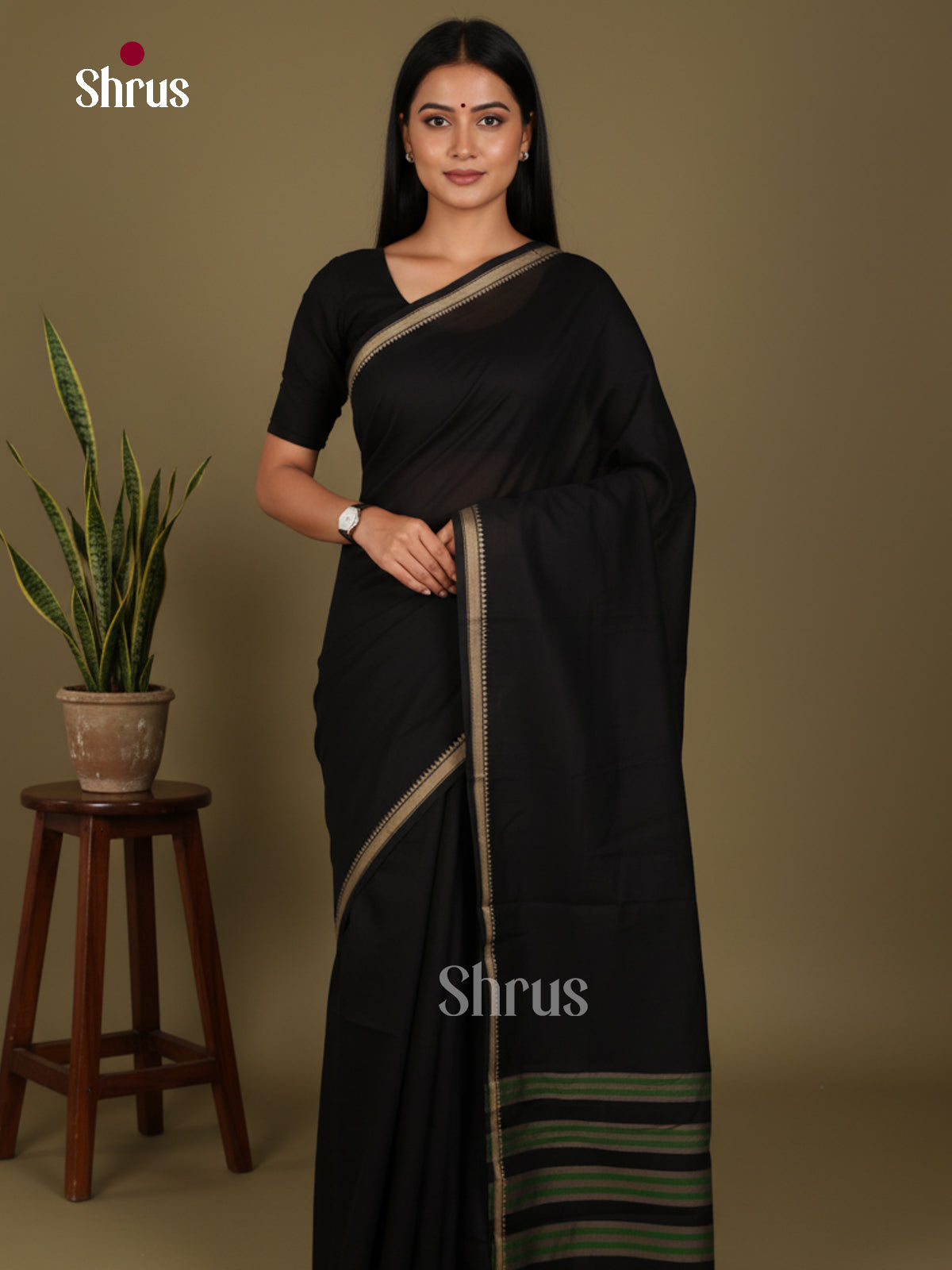 Black - Narayanpet Cotton Saree - Shop on Shrus.com