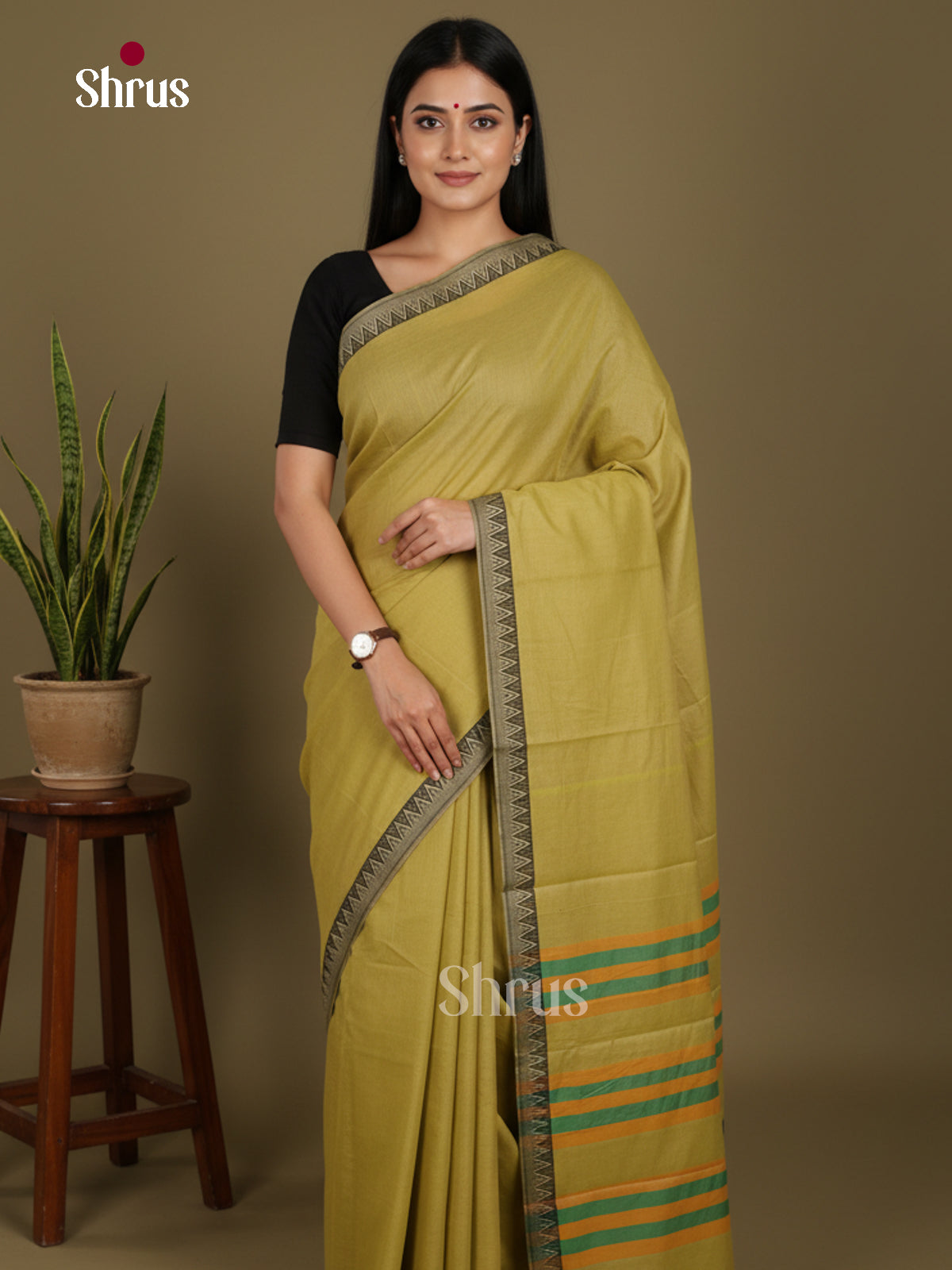Olive Green - Narayanpet Cotton Saree - Shop on Shrus.com
