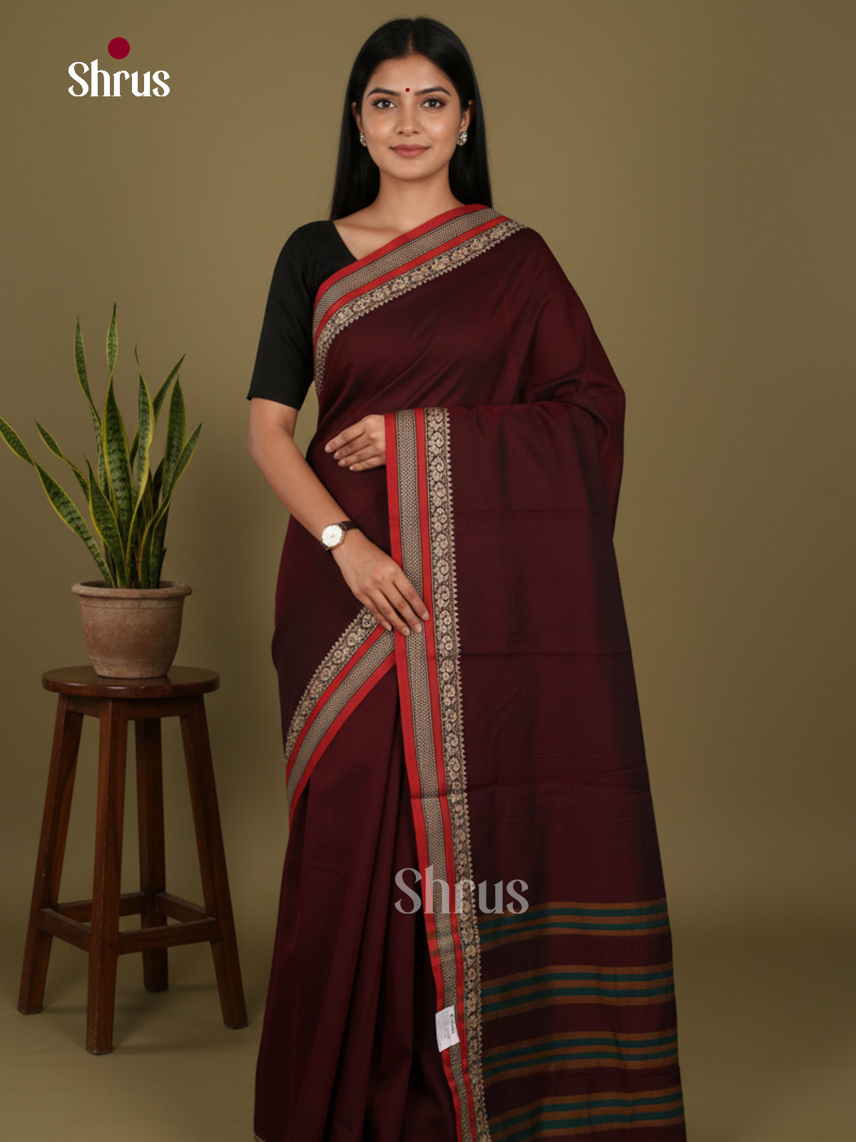 Maroon & Red - Narayanpet Cotton Saree - Shop on Shrus.com