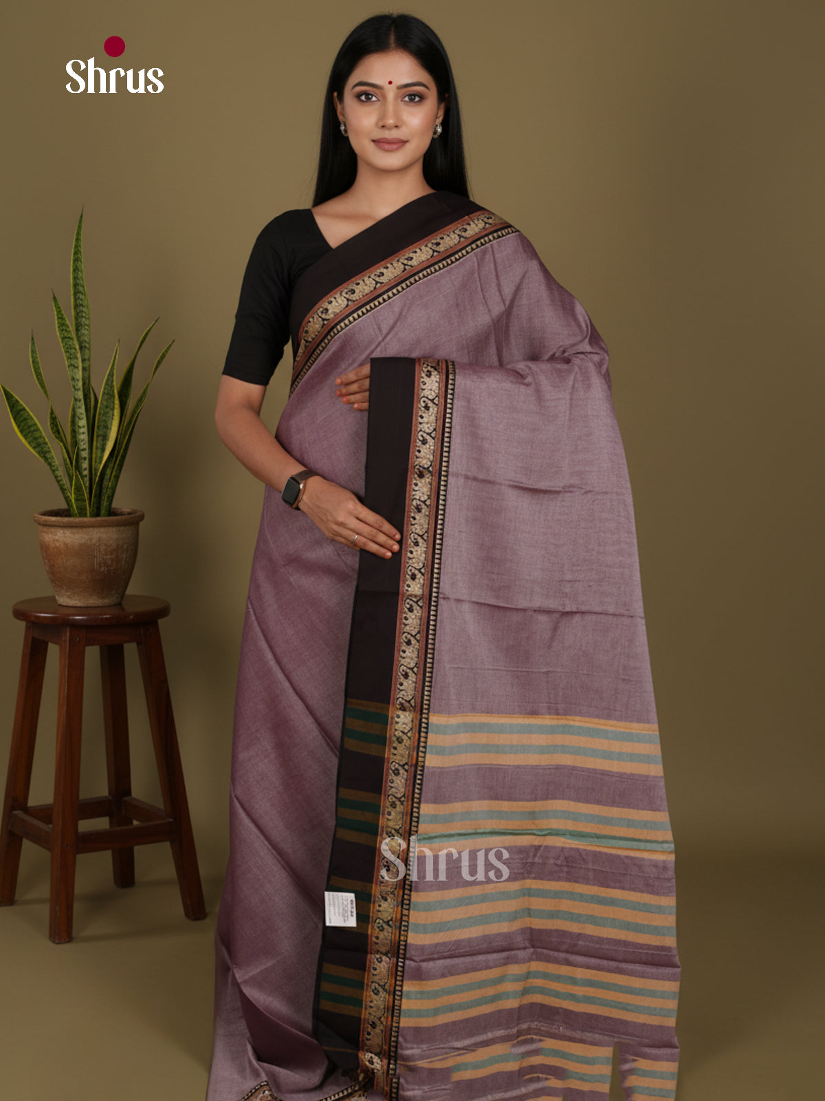 Purple & Black - Narayanpet Cotton Saree - Shop on Shrus.com