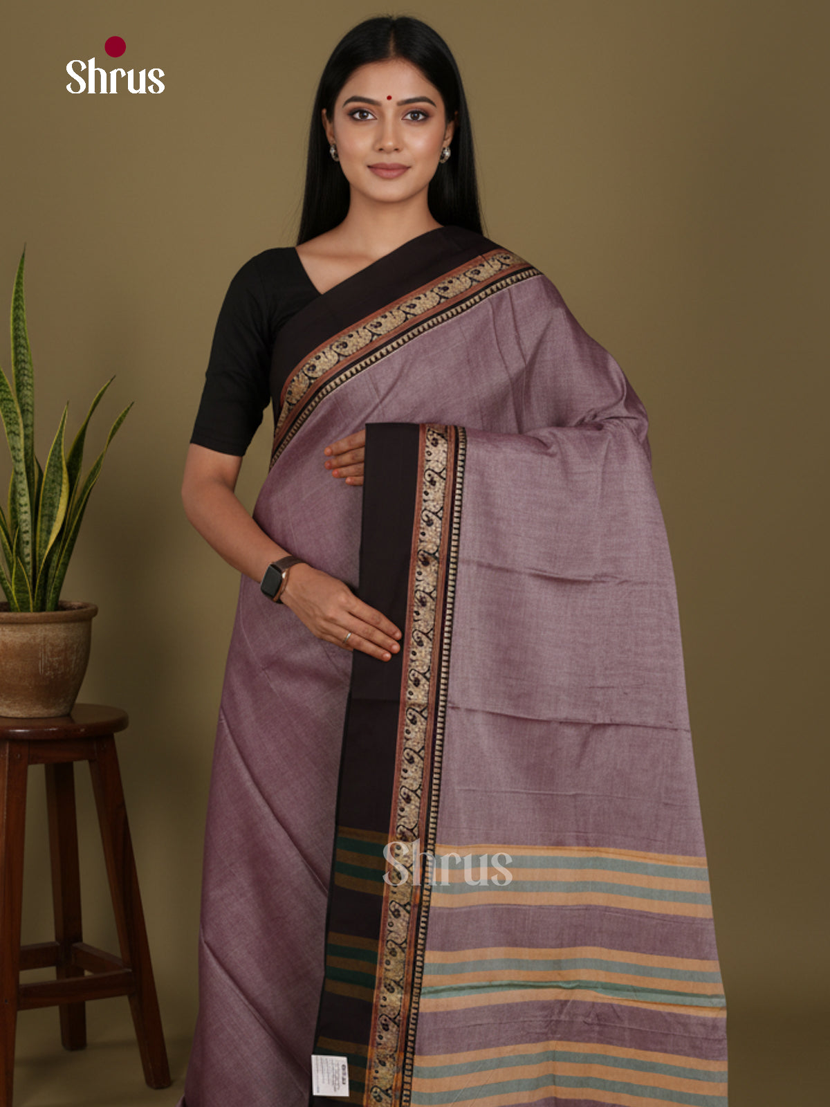Purple & Black - Narayanpet Cotton Saree - Shop on Shrus.com