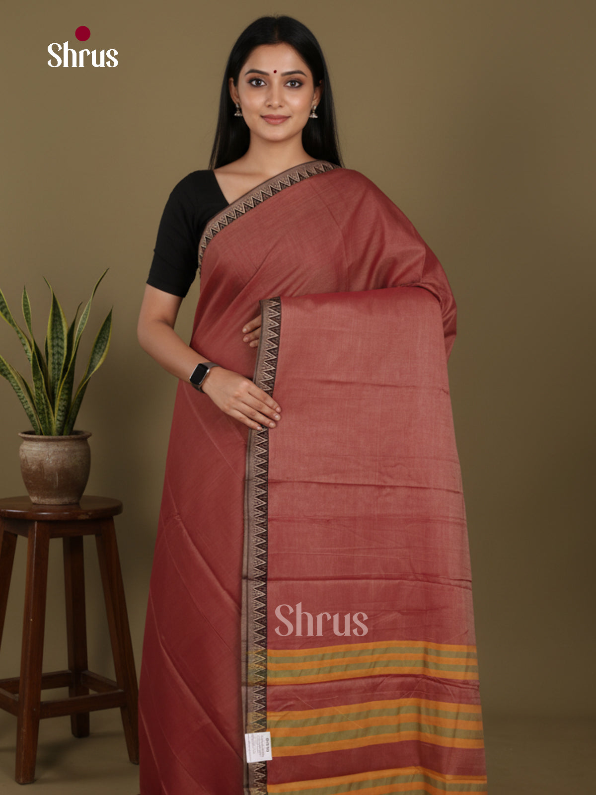 Brown - Narayanpet Cotton Saree - Shop on Shrus.com