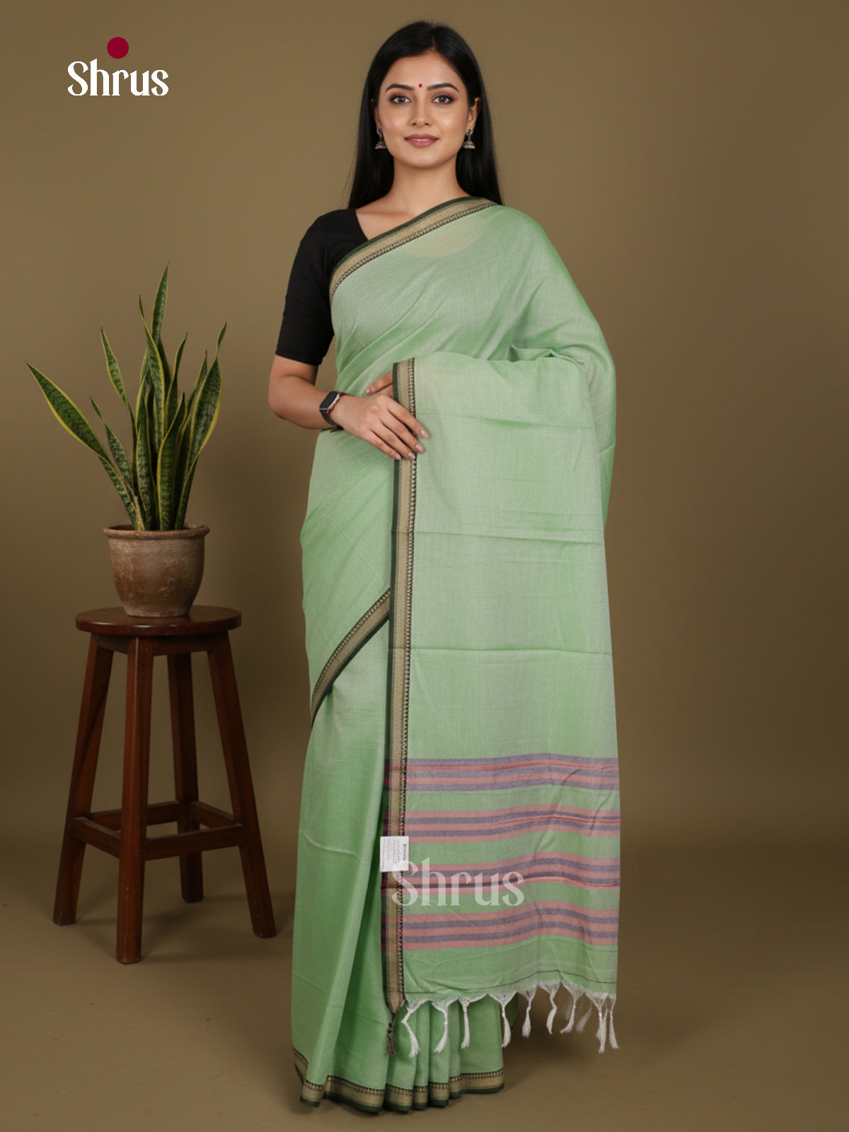 Pista Green- Narayanpet Cotton Saree - Shop on Shrus.com