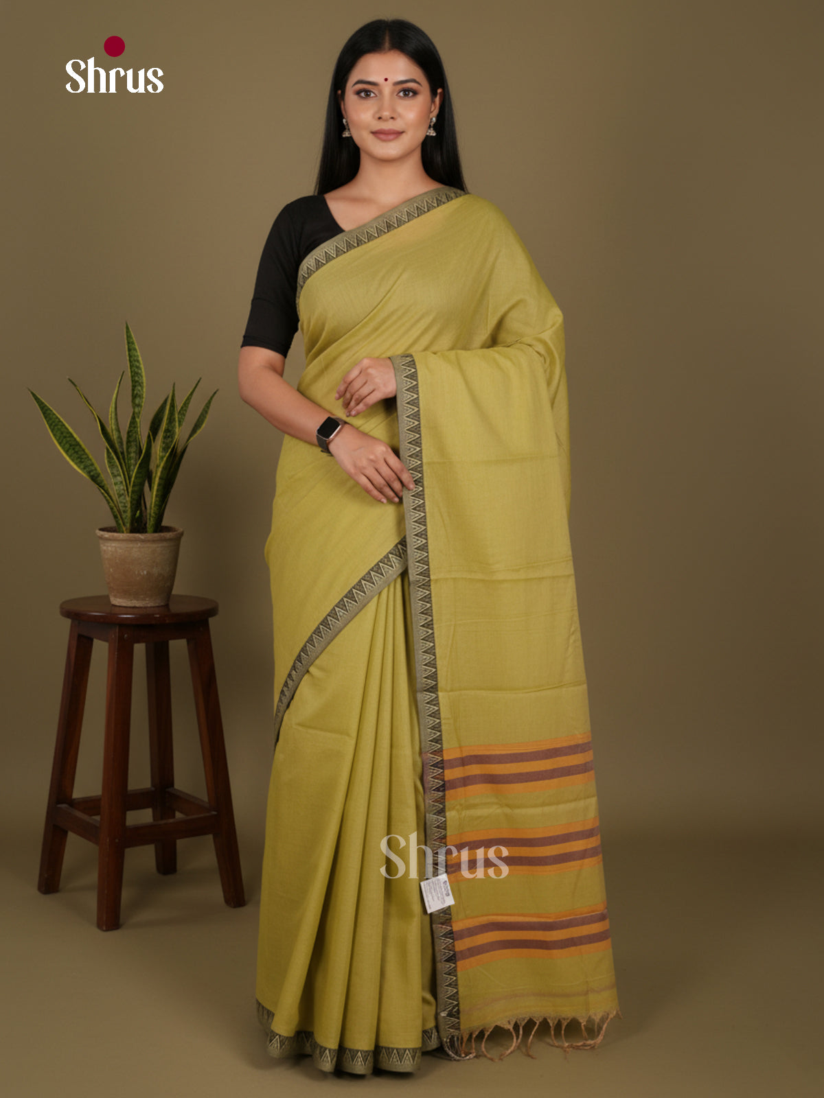 Olive Green - Narayanpet Cotton Saree - Shop on Shrus.com