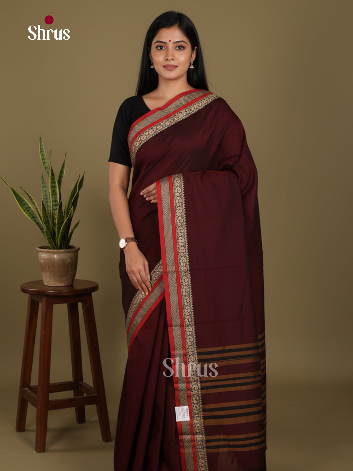 maroon & Red - Narayanpet Cotton Saree - Shop on Shrus.com