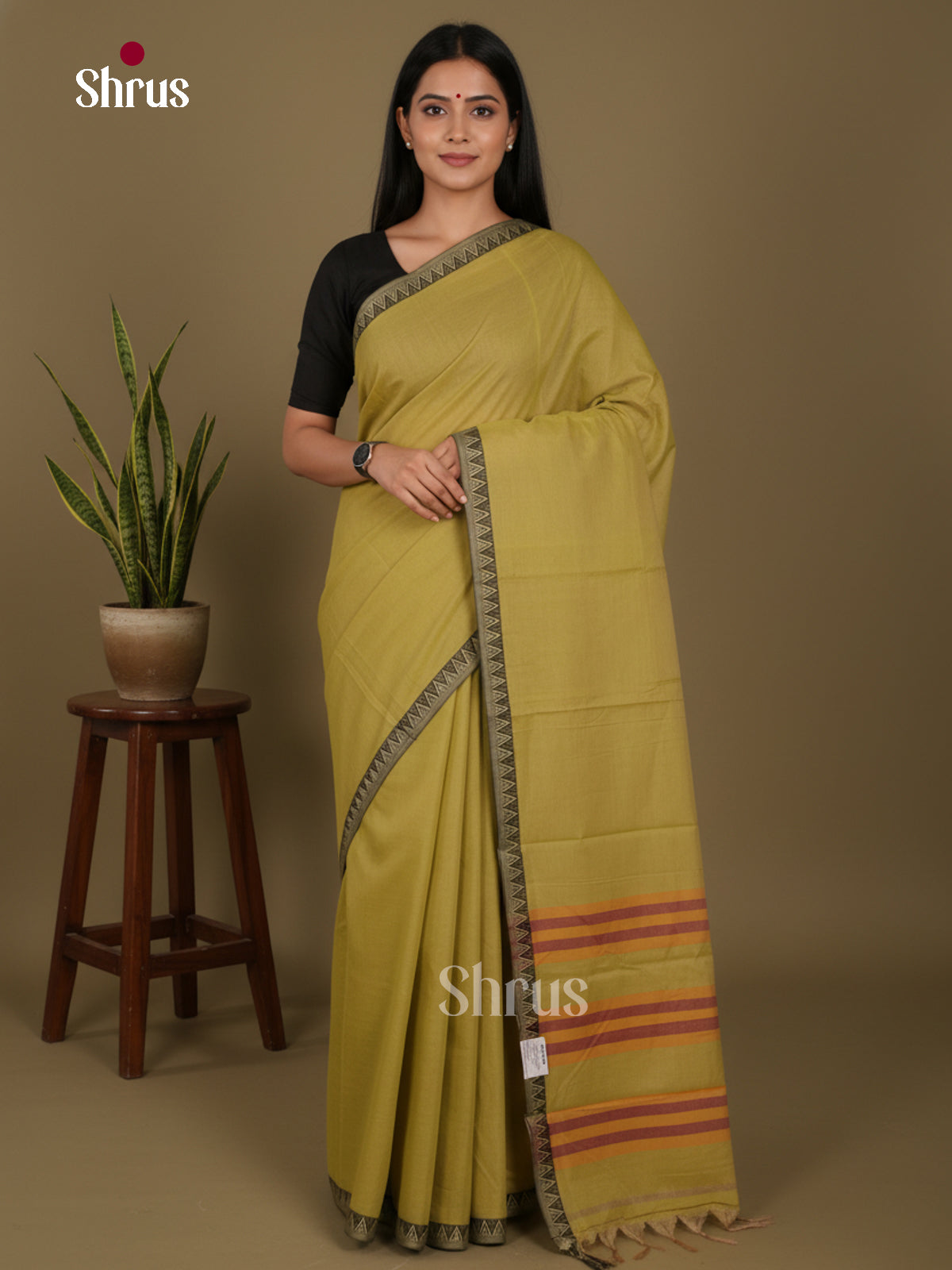 Olive Green - Narayanpet Cotton Saree - Shop on Shrus.com