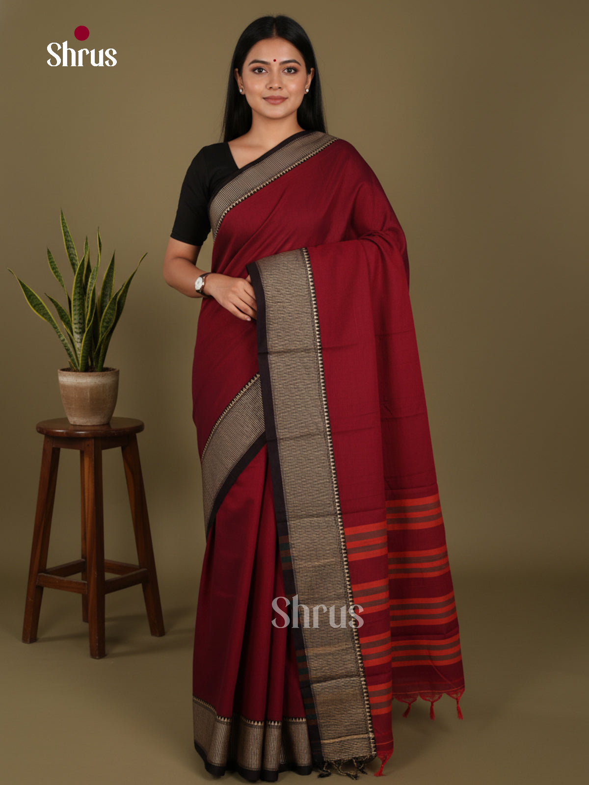 maroon - Narayanpet Cotton Saree - Shop on Shrus.com