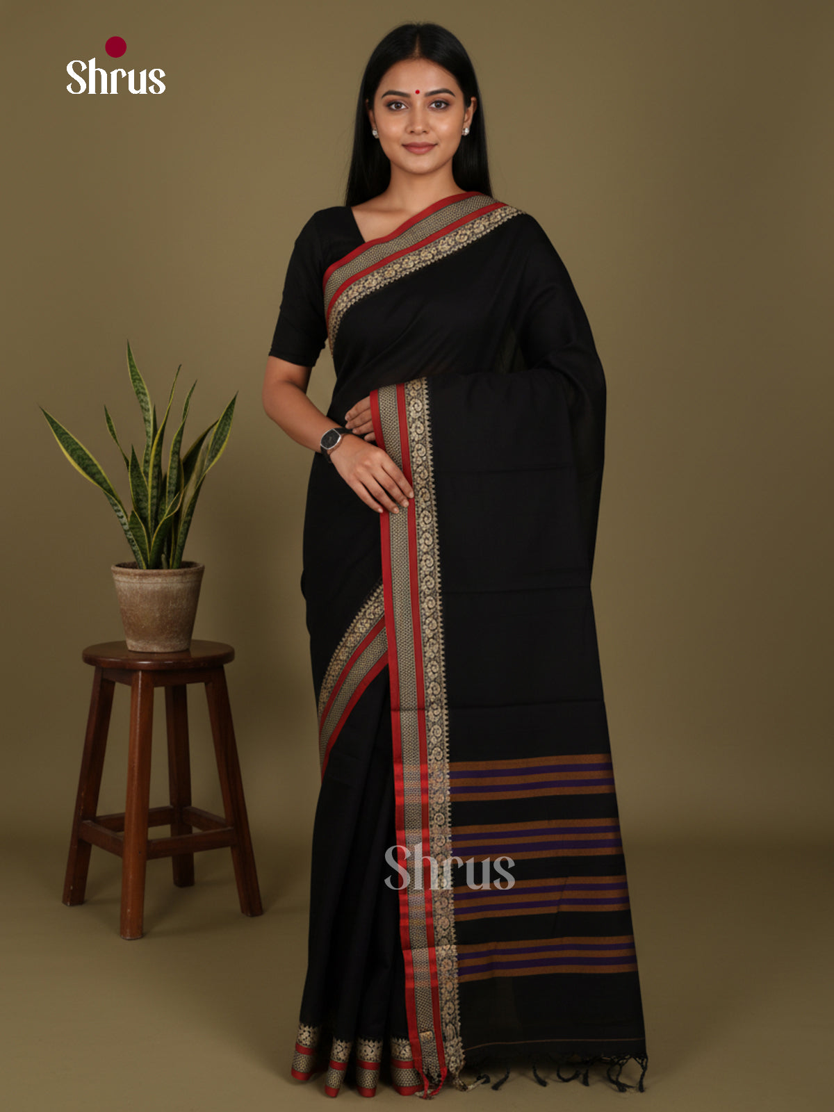 Black & Red- Narayanpet Cotton Saree