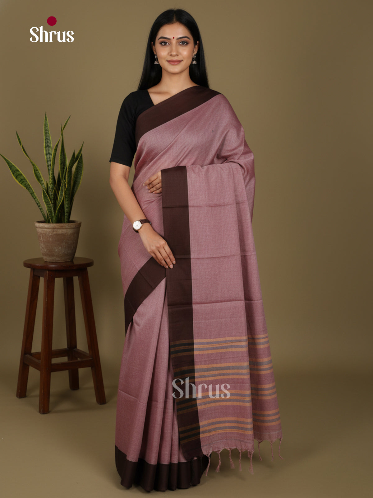 mauve & Brown - Narayanpet Cotton Saree