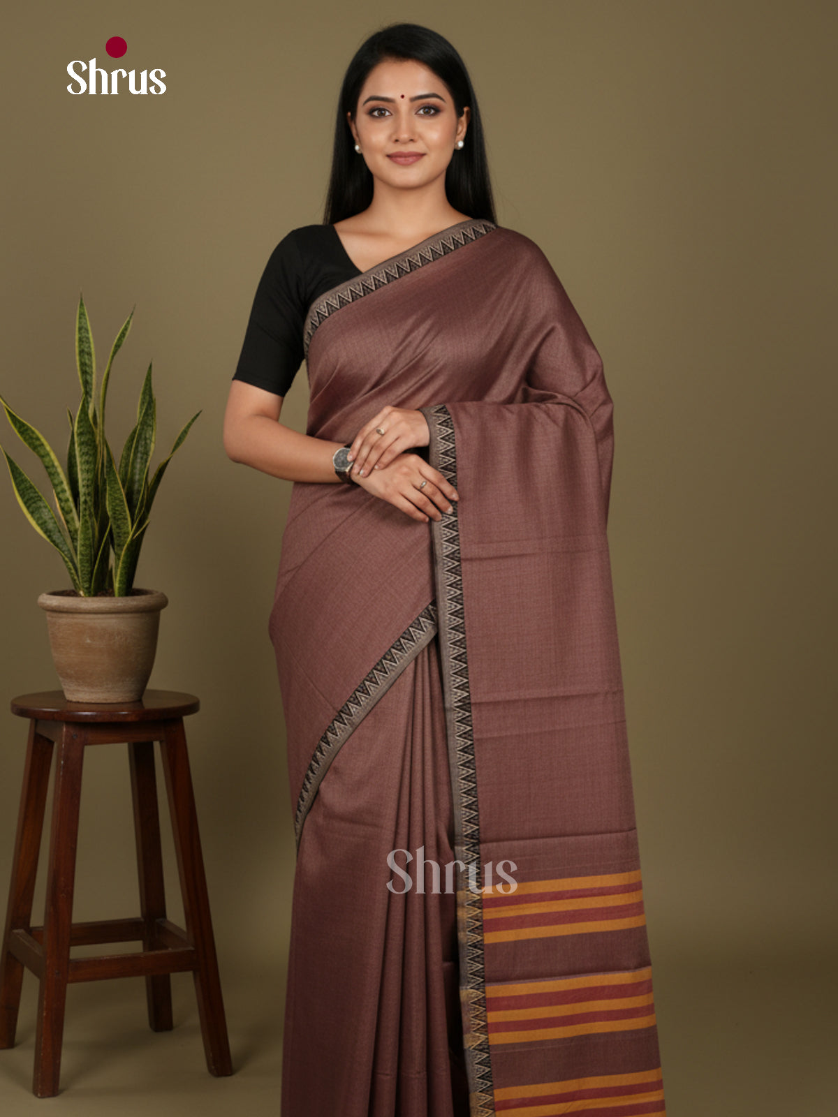 Brown - Narayanpet Cotton Saree - Shop on Shrus.com