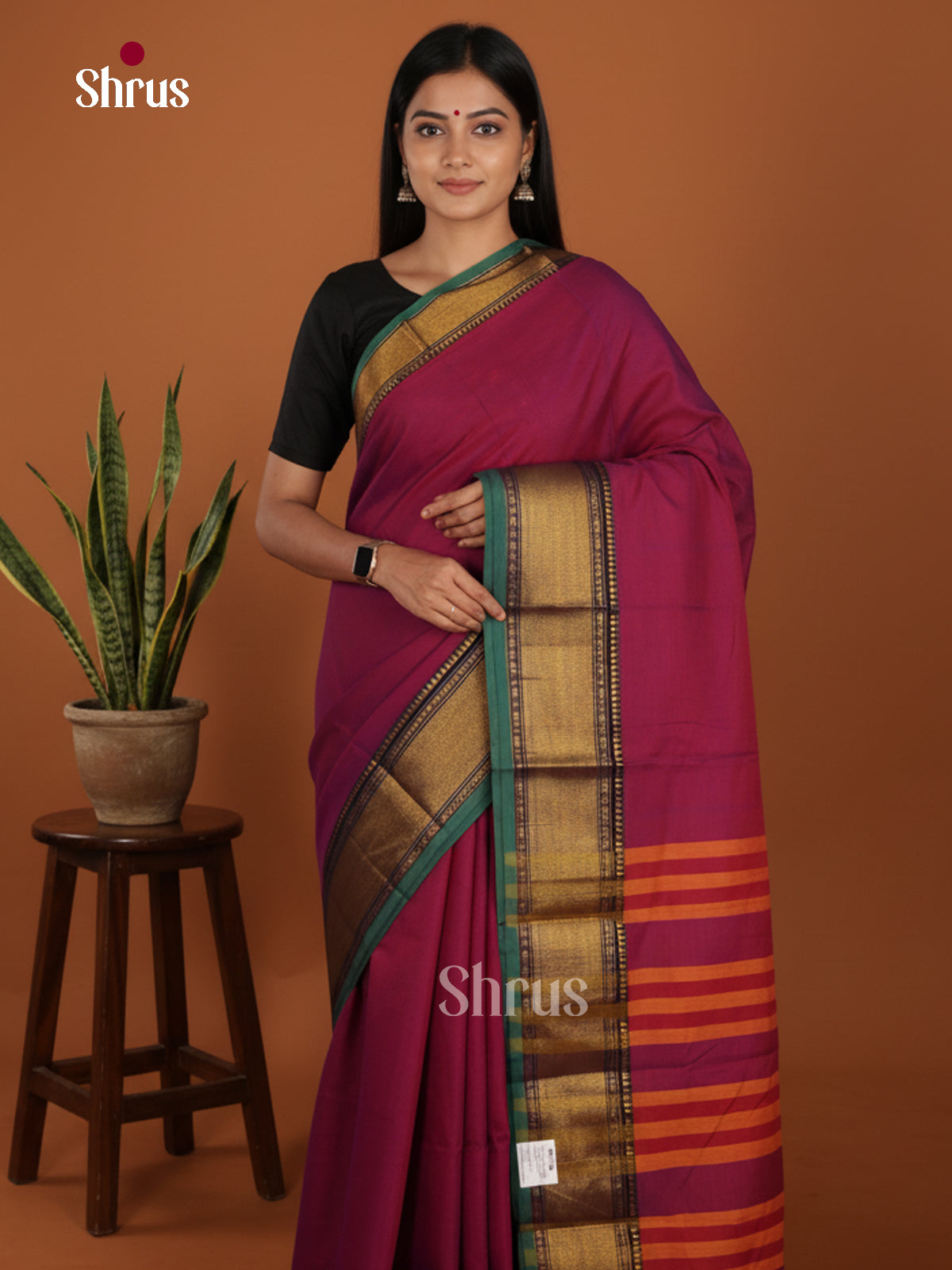 Maroon & Green - Narayanpet Cotton Saree