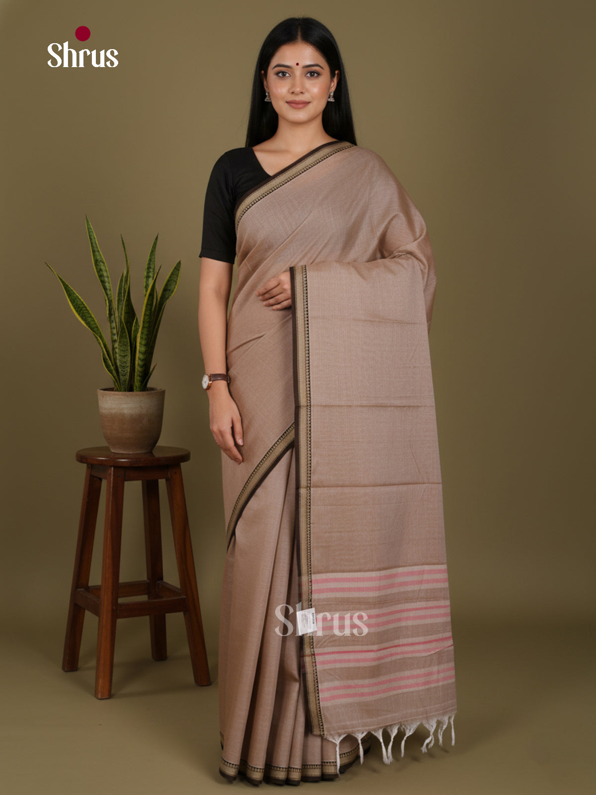 Grey & Black - Narayanpet Cotton Saree - Shop on Shrus.com