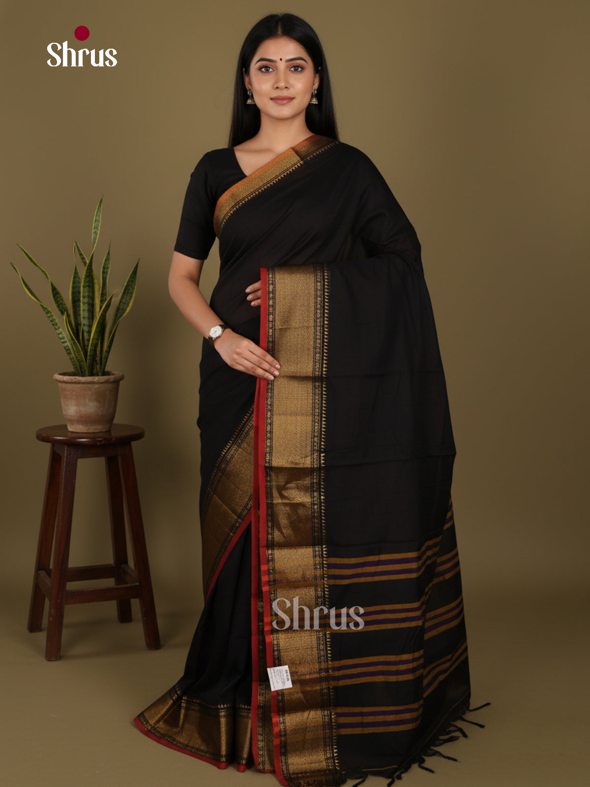 Black & Red- Narayanpet Cotton Saree