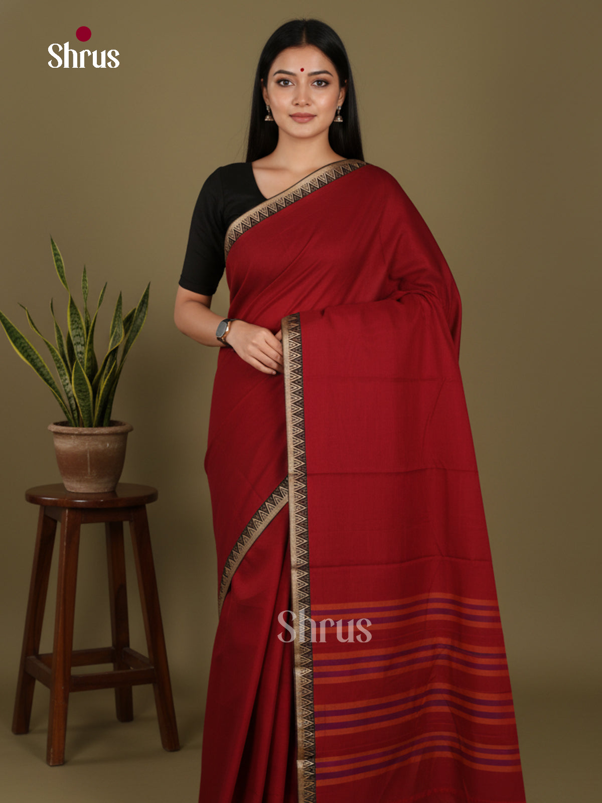 Red - Narayanpet Cotton Saree - Shop on Shrus.com