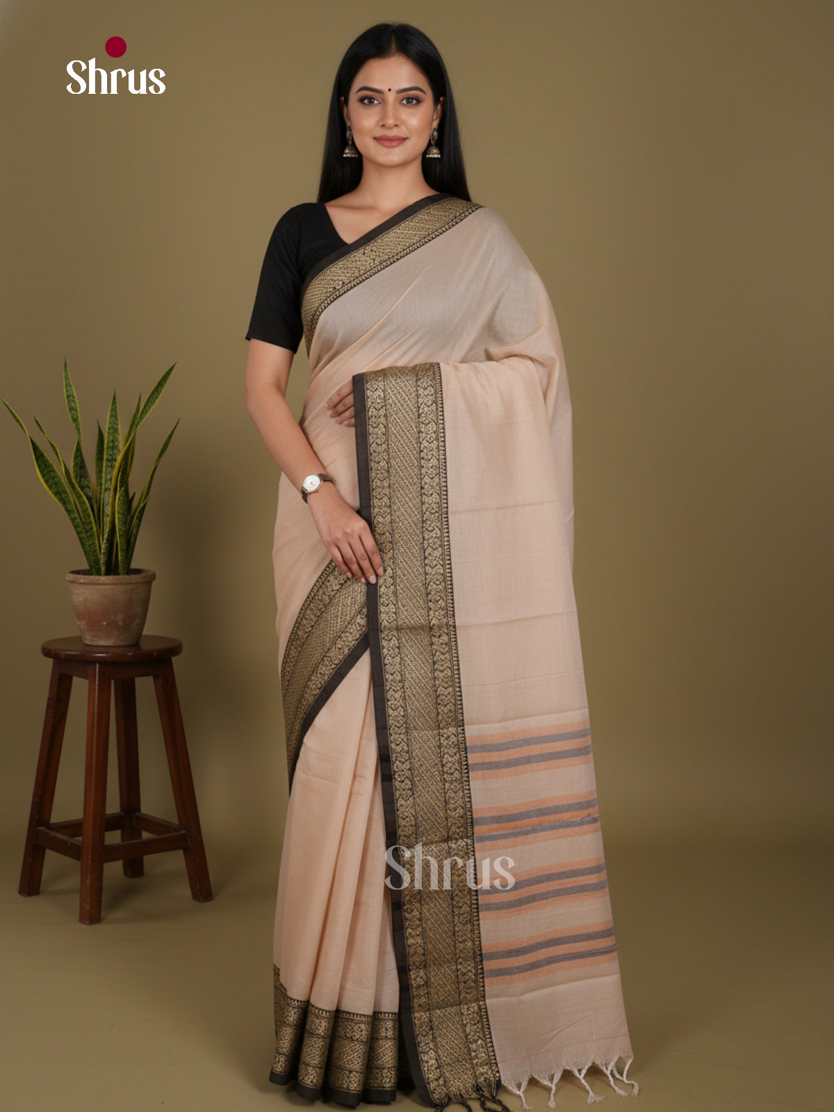 Mild Peach- Narayanpet Cotton Saree - Shop on Shrus.com