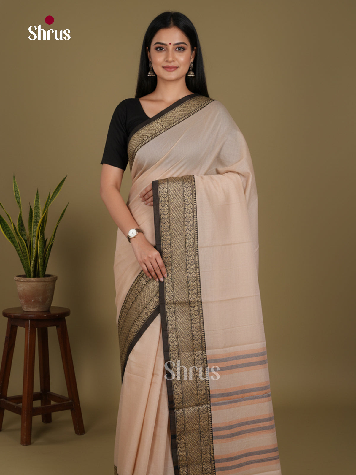 Mild Peach- Narayanpet Cotton Saree - Shop on Shrus.com